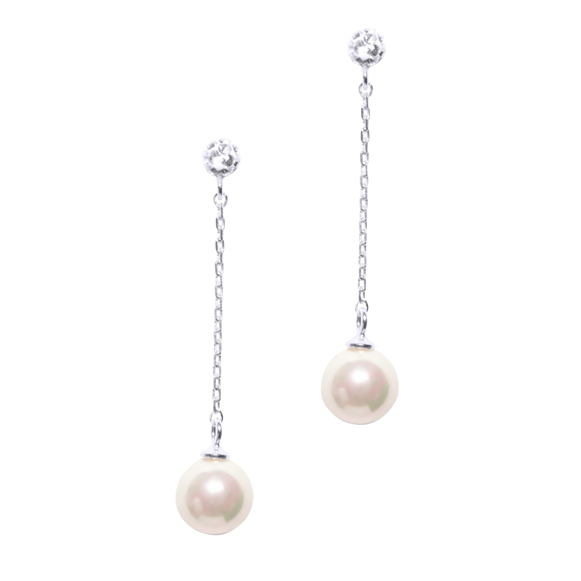 BOUCLES D'OREILLES EN ARGENT PERLE PENDANTE