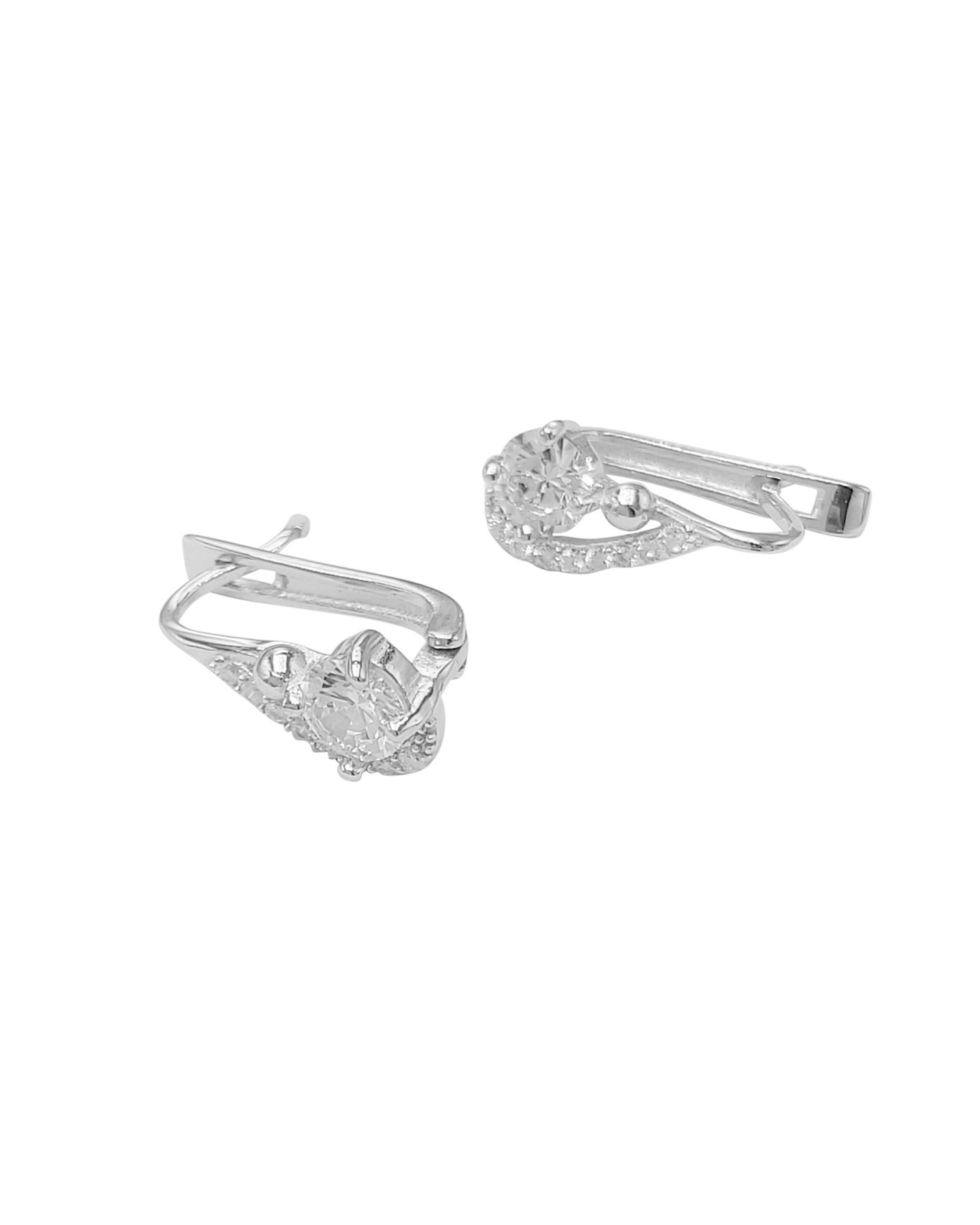 BOUCLES D'OREILLES EN ARGENT SERTIE DE PIERRES