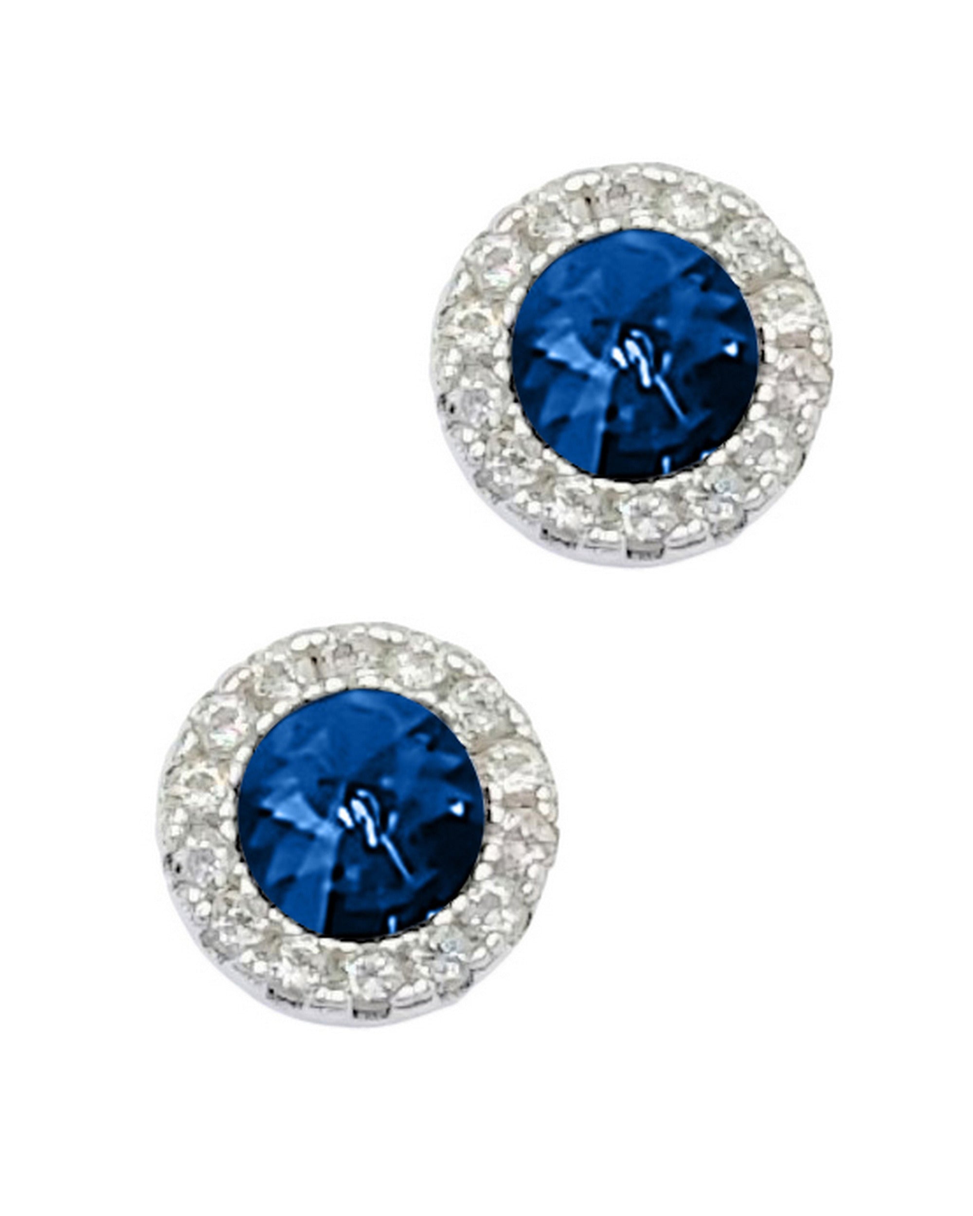 Boucles d'oreilles en argent pierre bleu saphir entourée de pierres