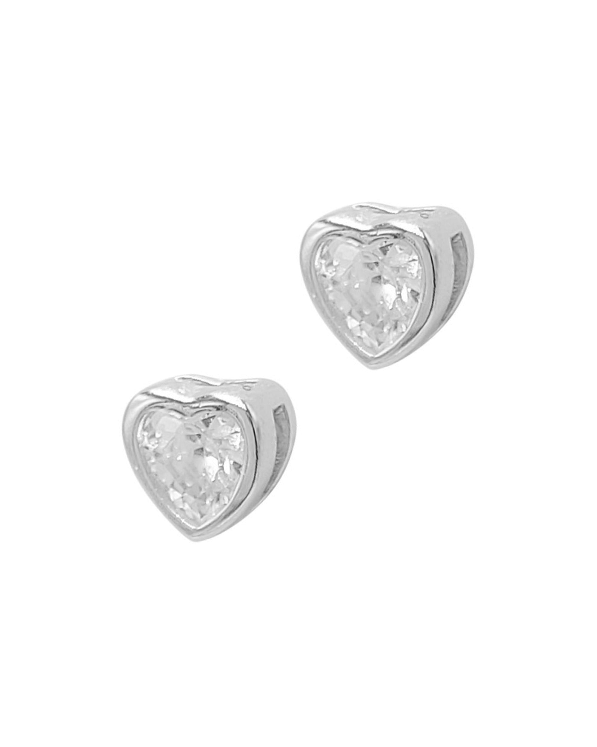 Boucles d'oreilles en argent massif solitaire motif coeur