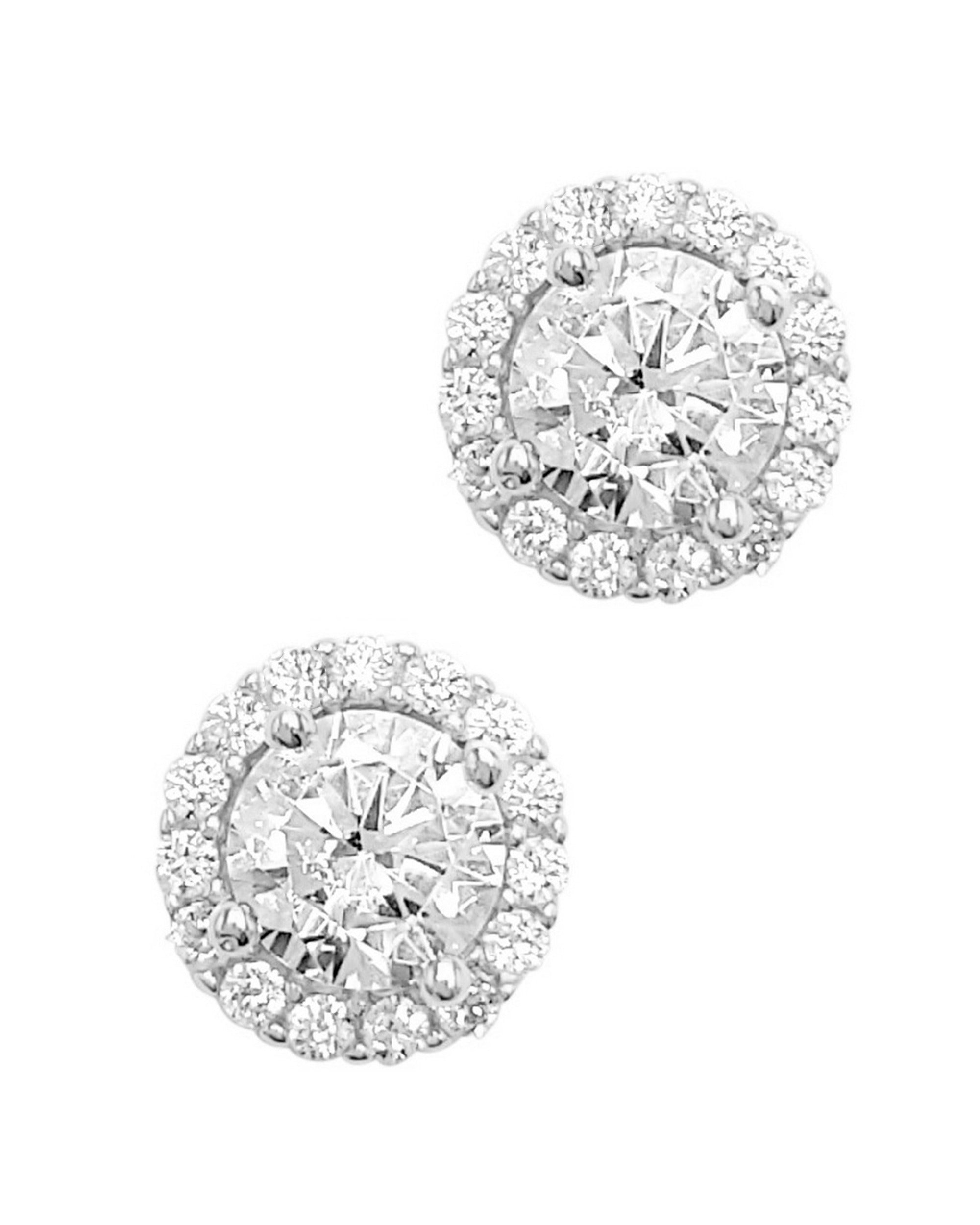 Boucles d'oreilles en argent solitaire entouré de pierres