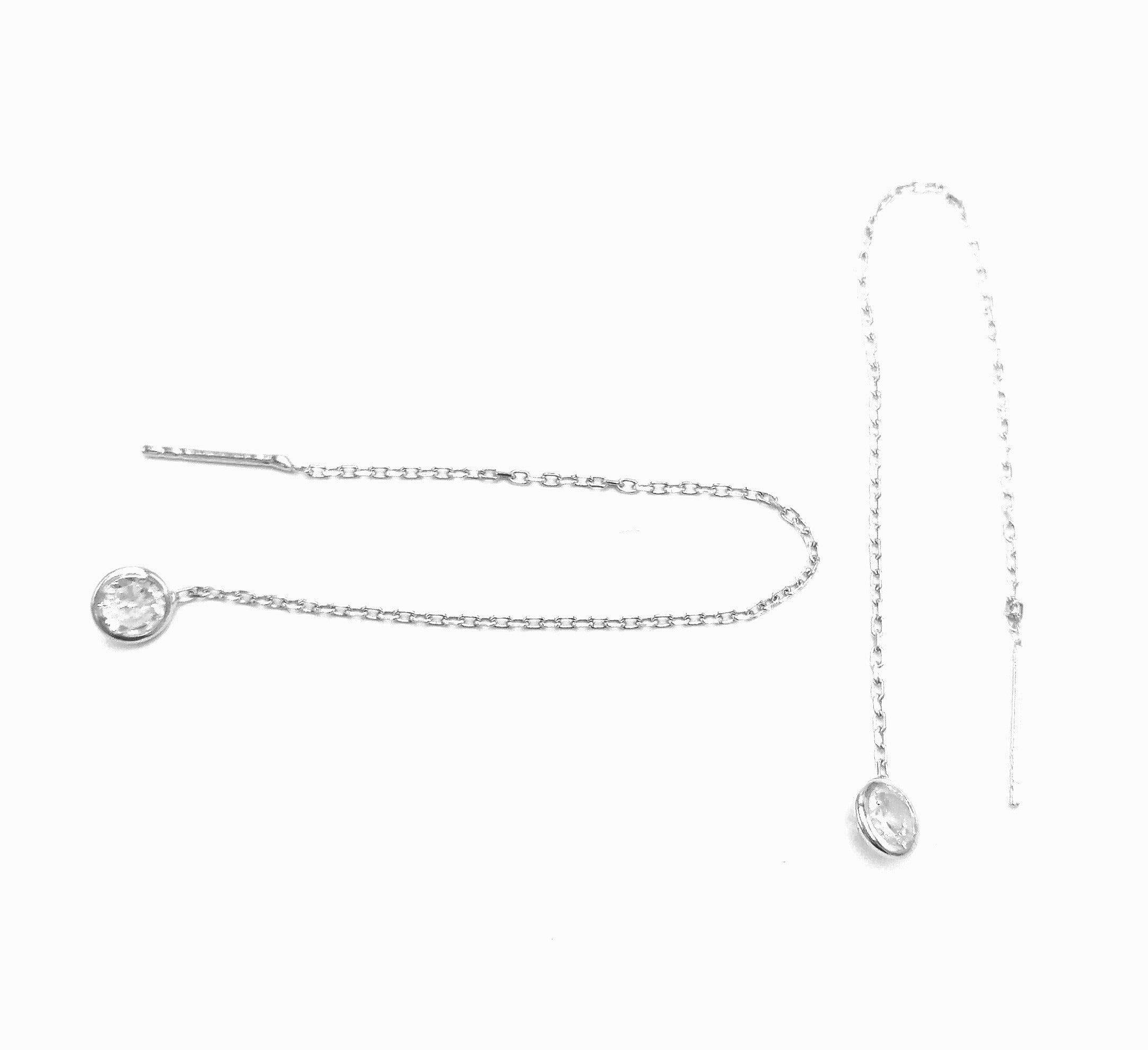 BOUCLES D'OREILLES EN ARGENT SOLITAIRE PENDANT