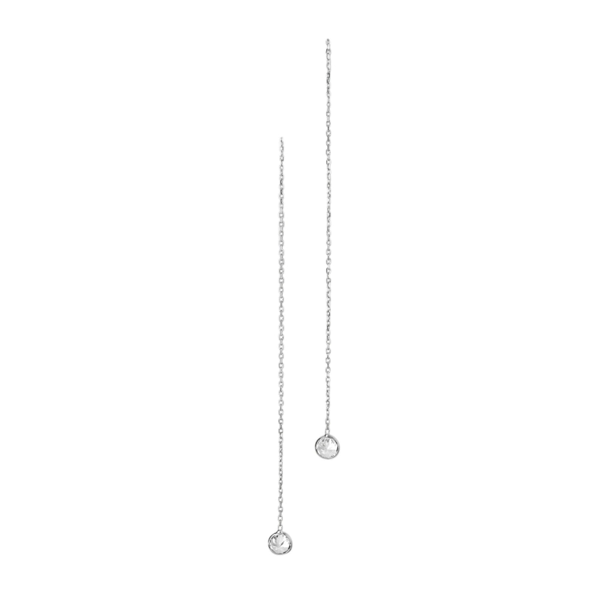 BOUCLES D'OREILLES EN ARGENT SOLITAIRE PENDANT