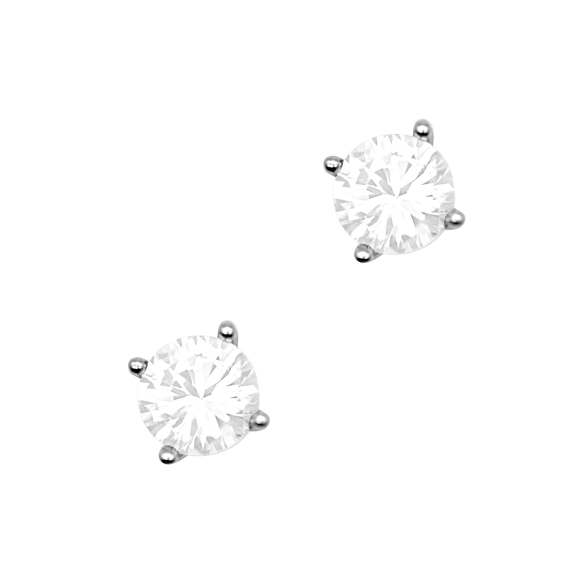 Boucles d'oreilles en argent massif rhodié solitaire