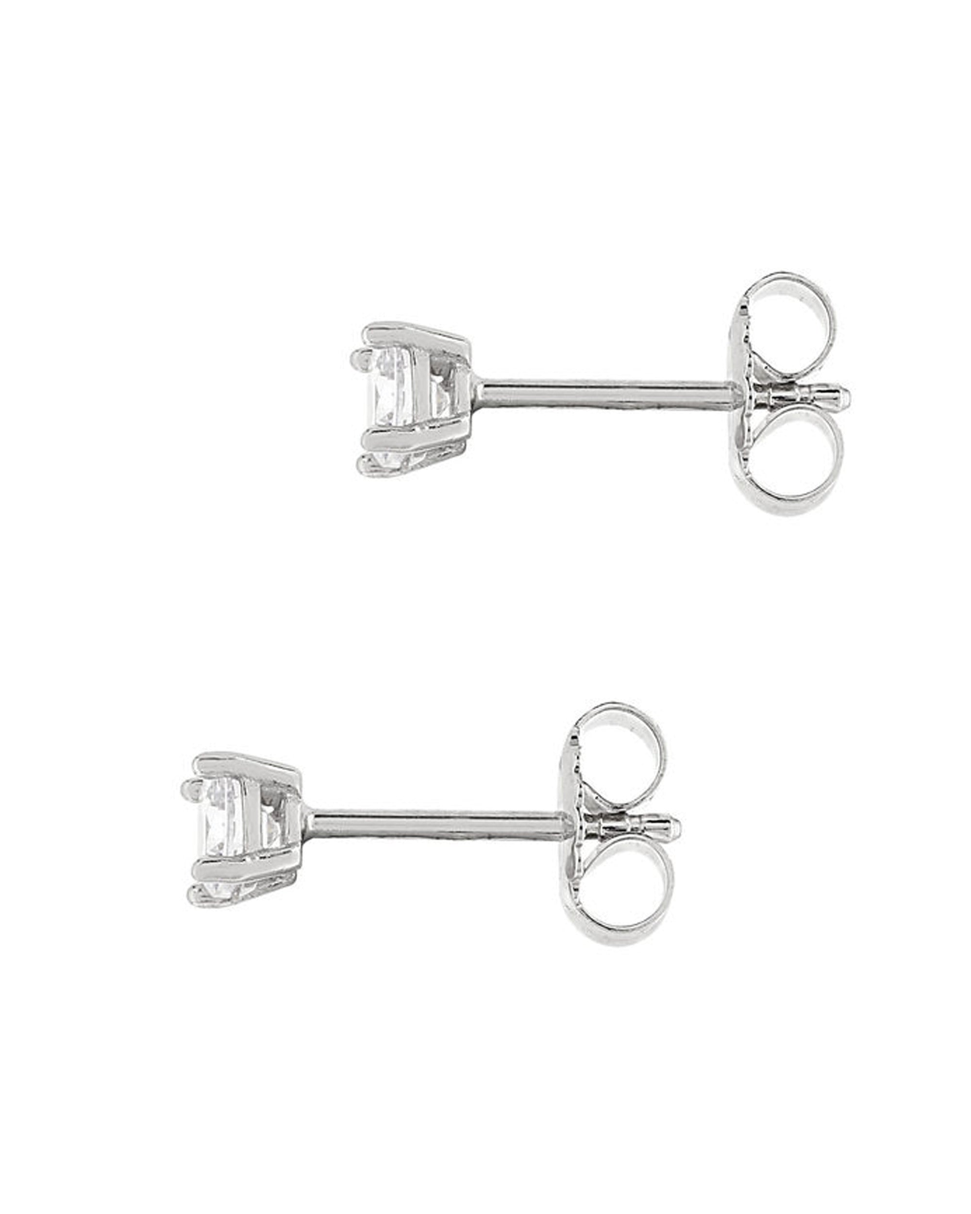 Boucles d'oreilles en argent massif rhodié solitaire