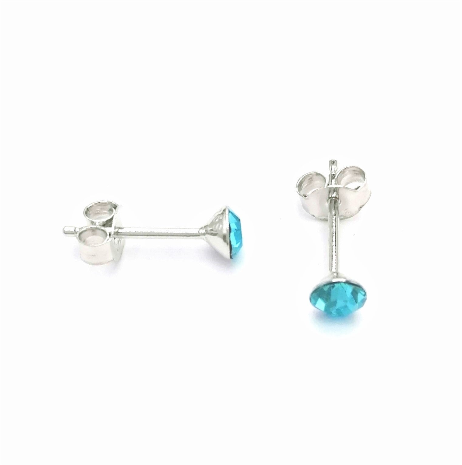 BOUCLES D'OREILLES EN ARGENT STRASS BLEU