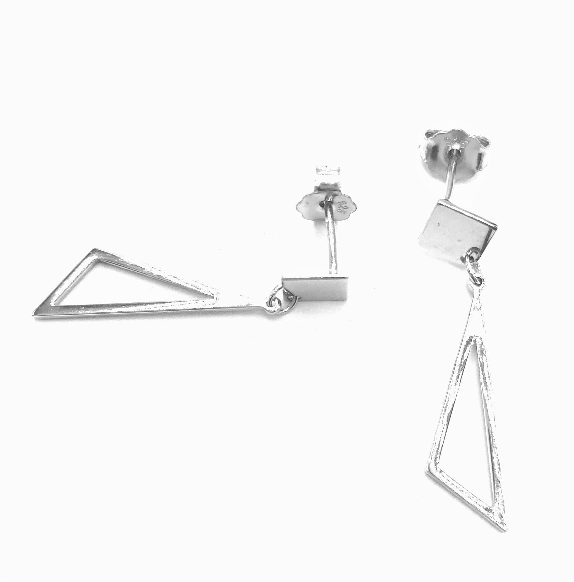 Boucles d'oreilles pendantes en argent massif rhodié