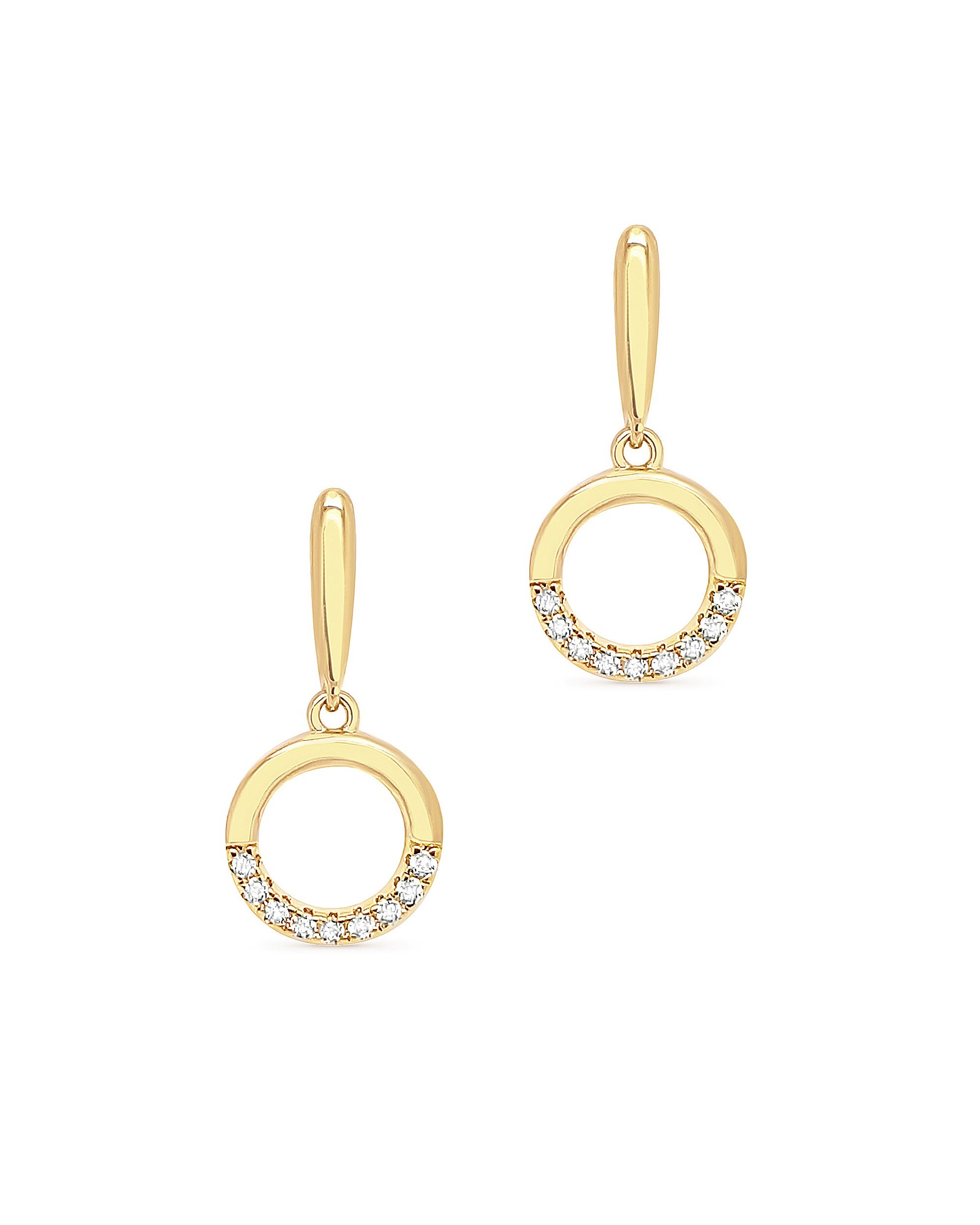 Boucles d'oreilles pendantes en plaqué or 18KT cercle avec pierres