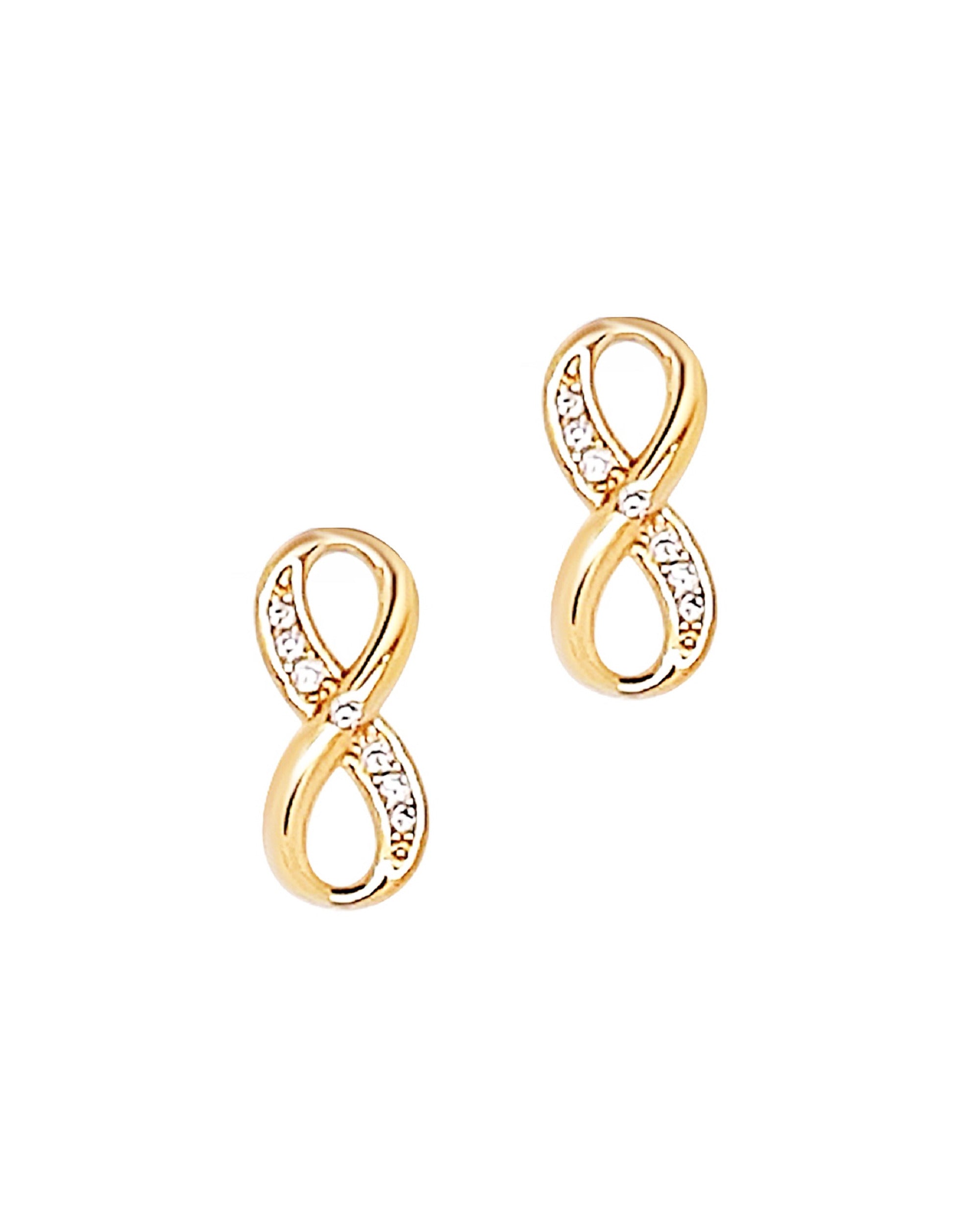 BOUCLES D'OREILLES EN PLAQUE OR INFINI AVEC PIERRES