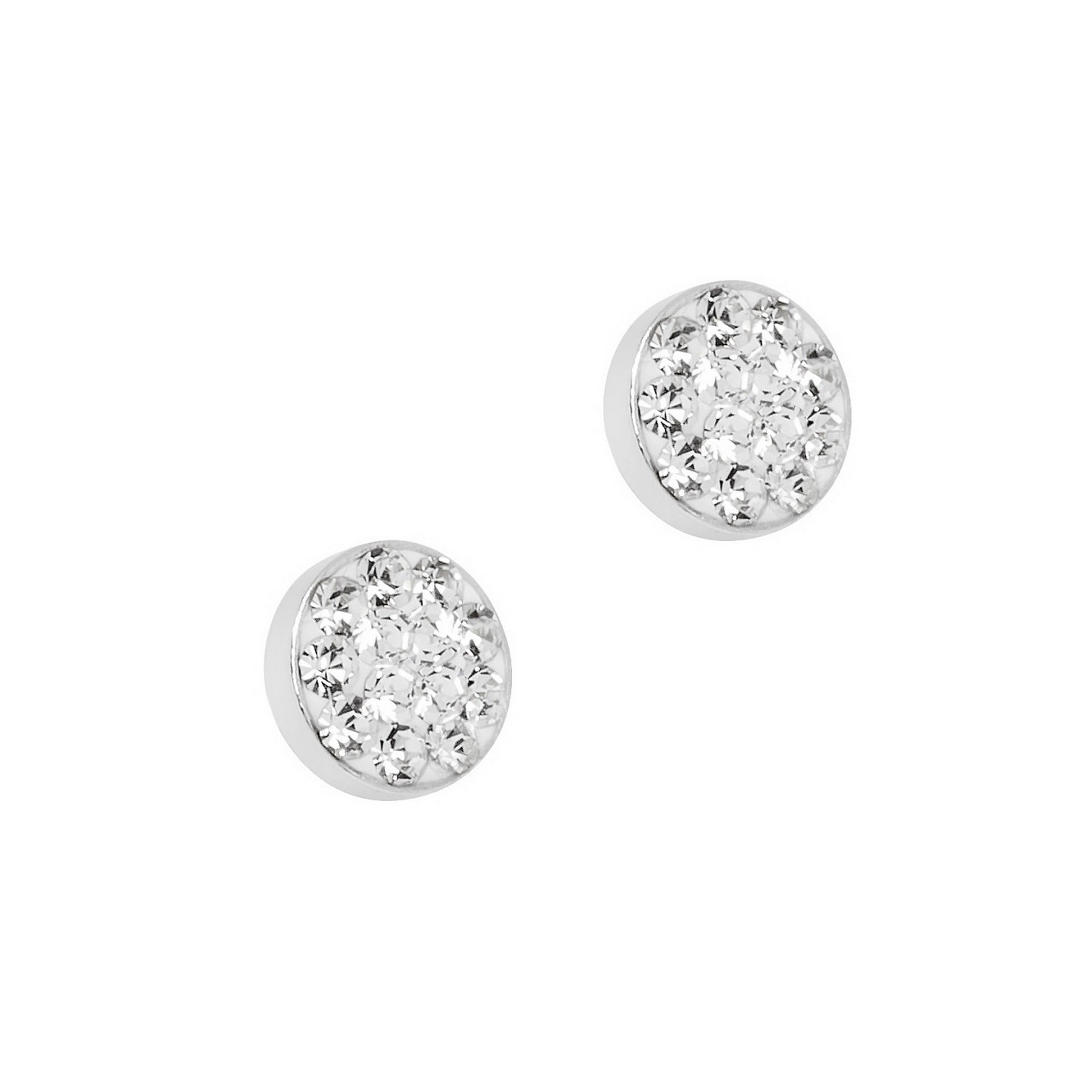 BOUCLES D'OREILLES EN ARGENT ROND AVEC STRASS