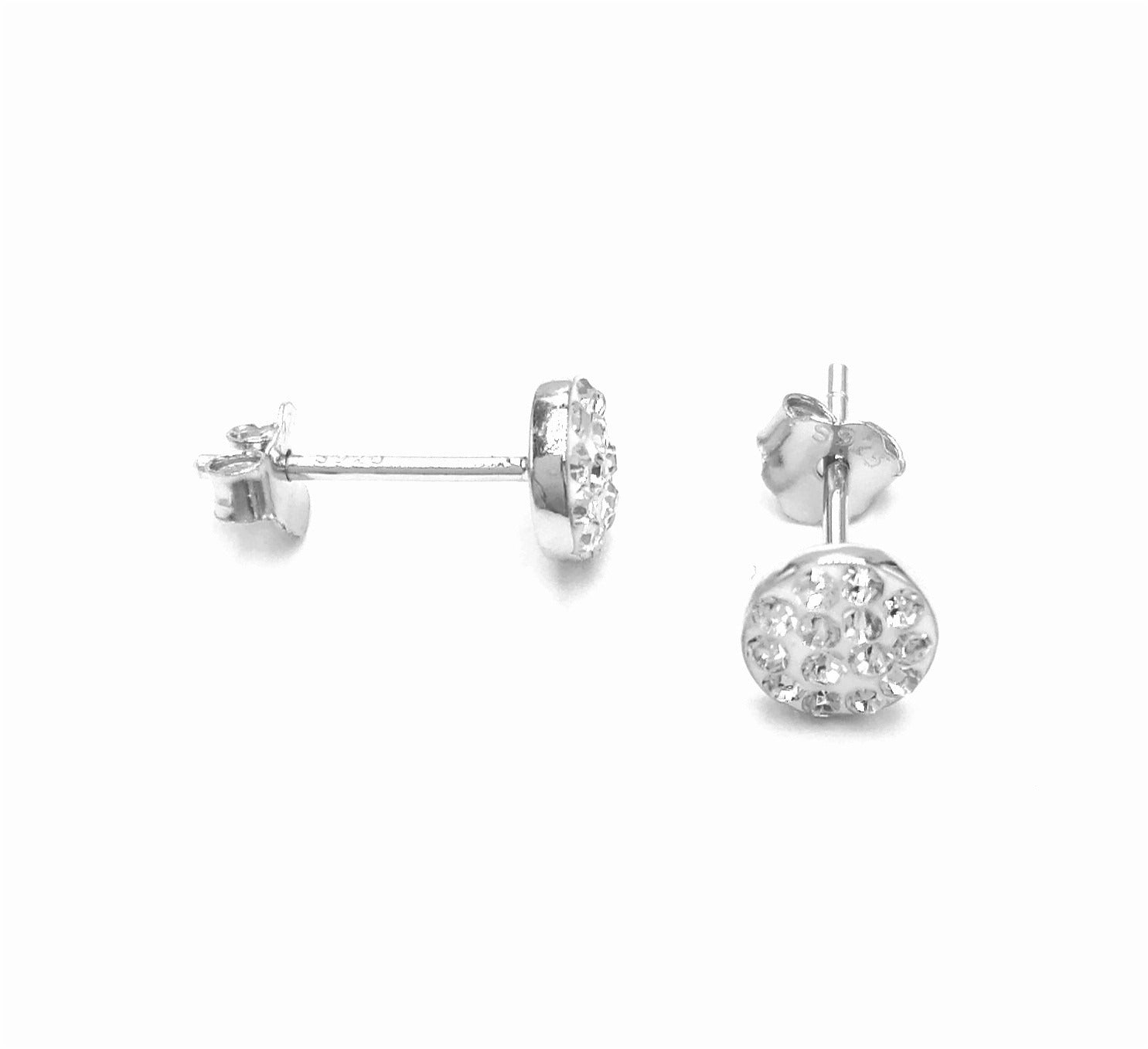 BOUCLES D'OREILLES EN ARGENT ROND AVEC STRASS