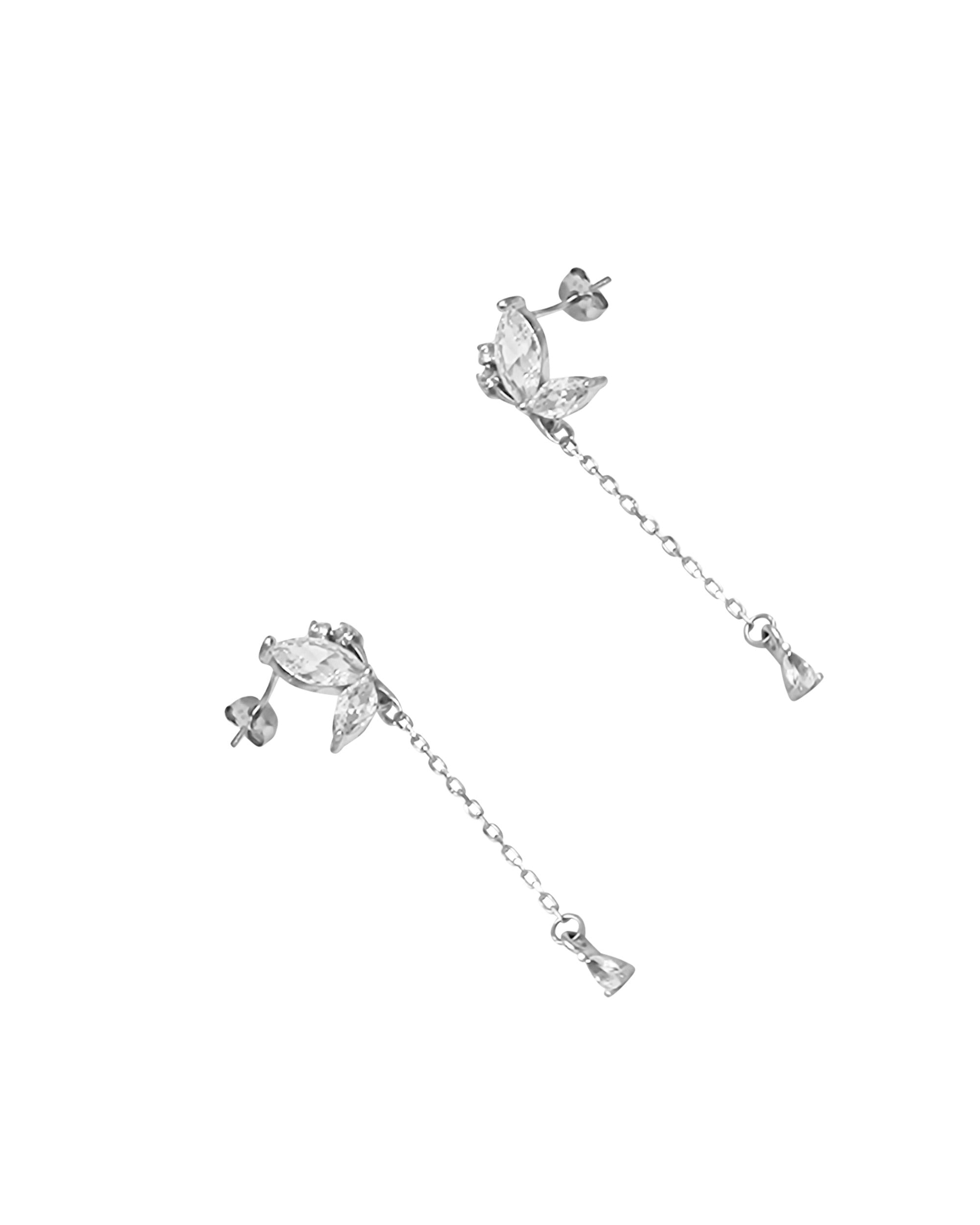 BOUCLES D'OREILLES EN ARGENT PENDANTES AVEC PAPILLON ET PIERRES