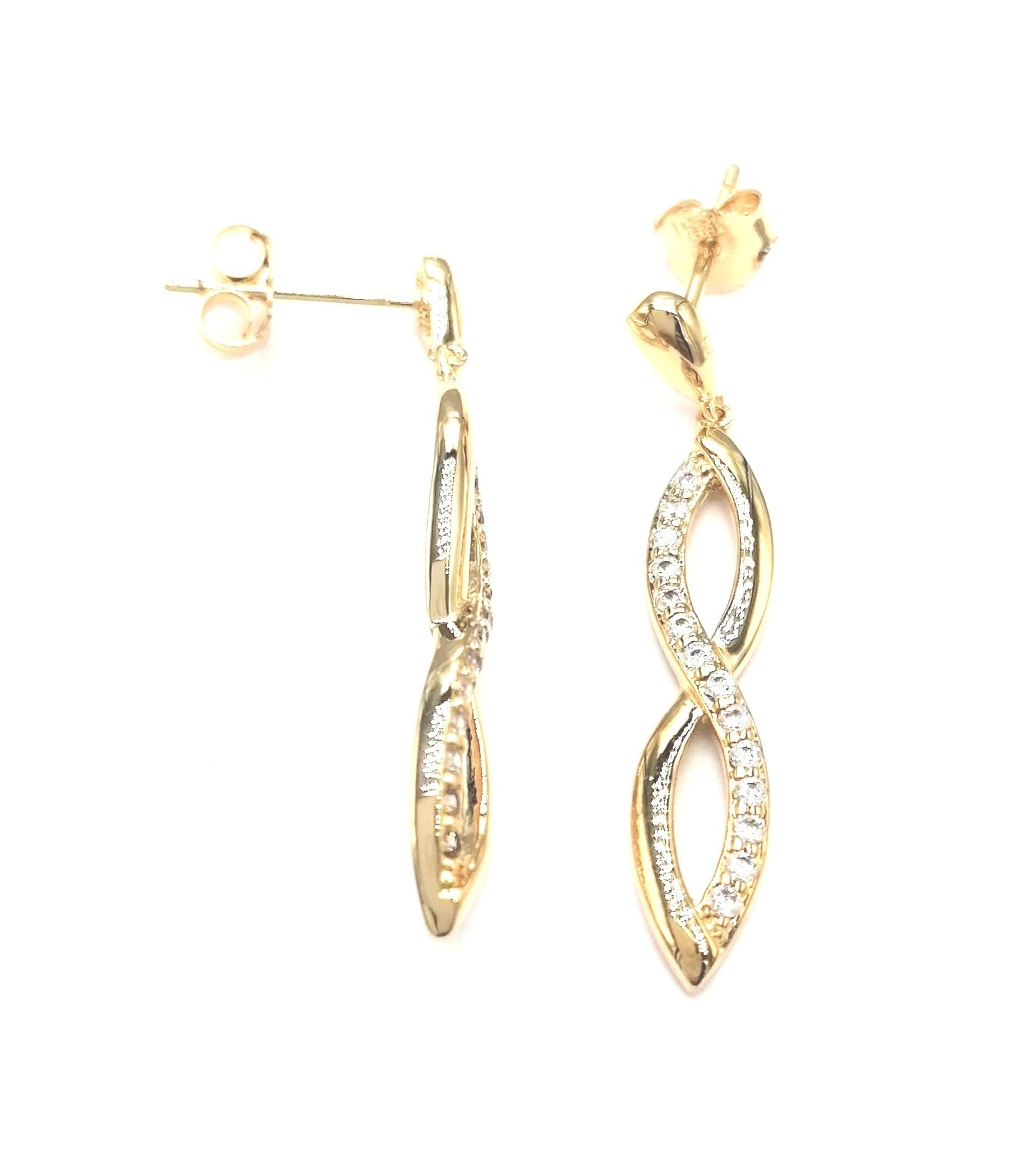 BOUCLES D'OREILLES EN PLAQUE OR INFINI PENDANT