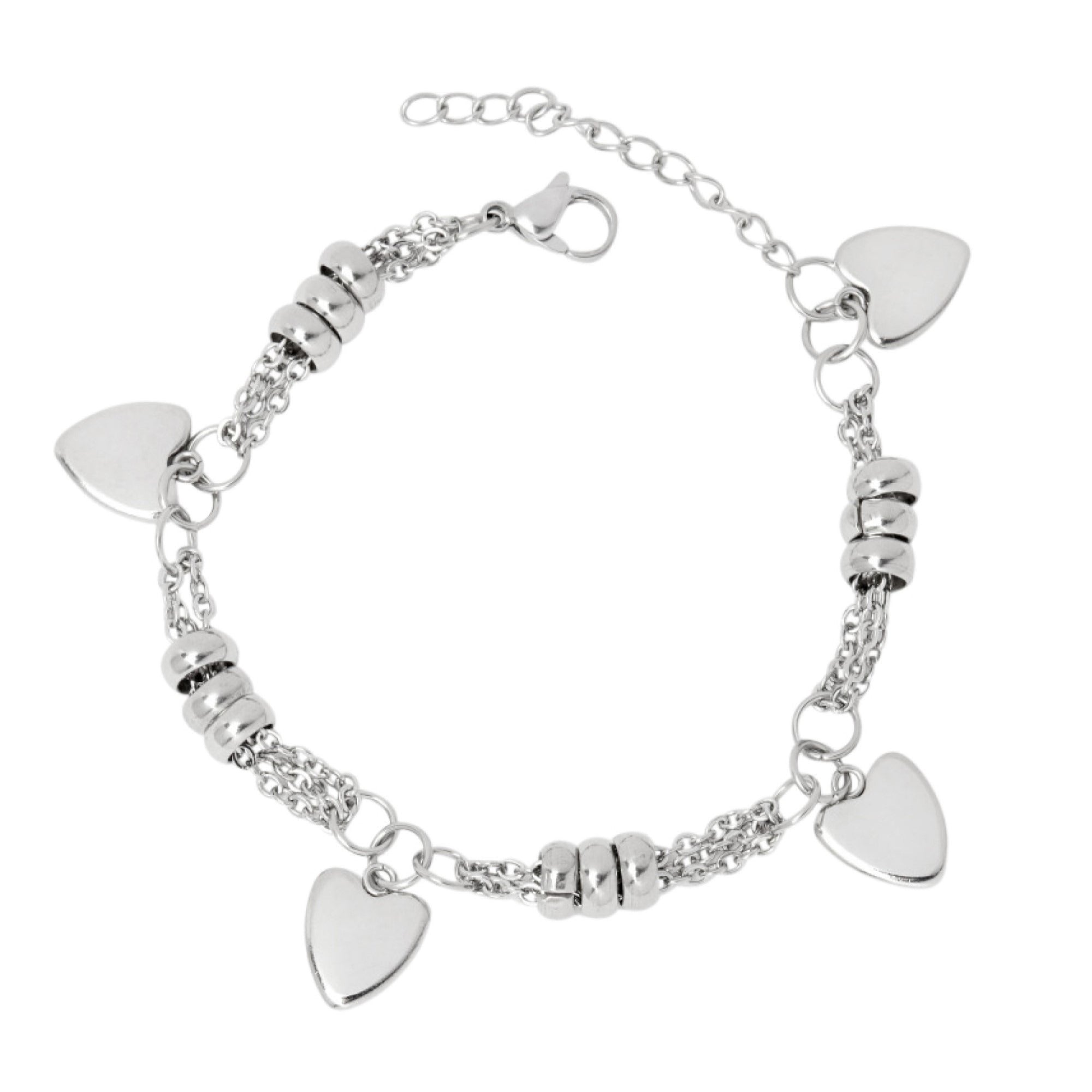 BRACELET EN ACIER COEURS PENDANTS