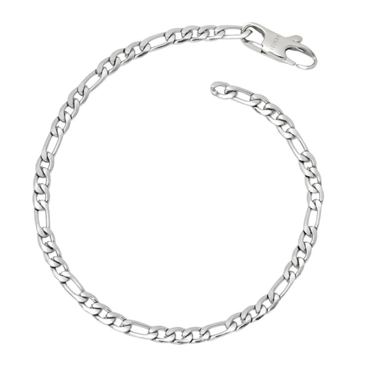 Bracelet en acier massif maille figaro 4 mm