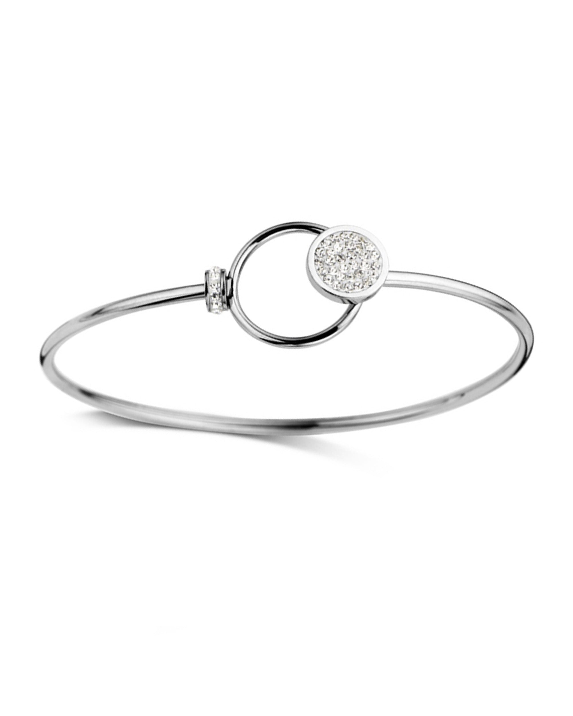 BRACELET EN ACIER ANNEAU ET ROND AVEC STRASS