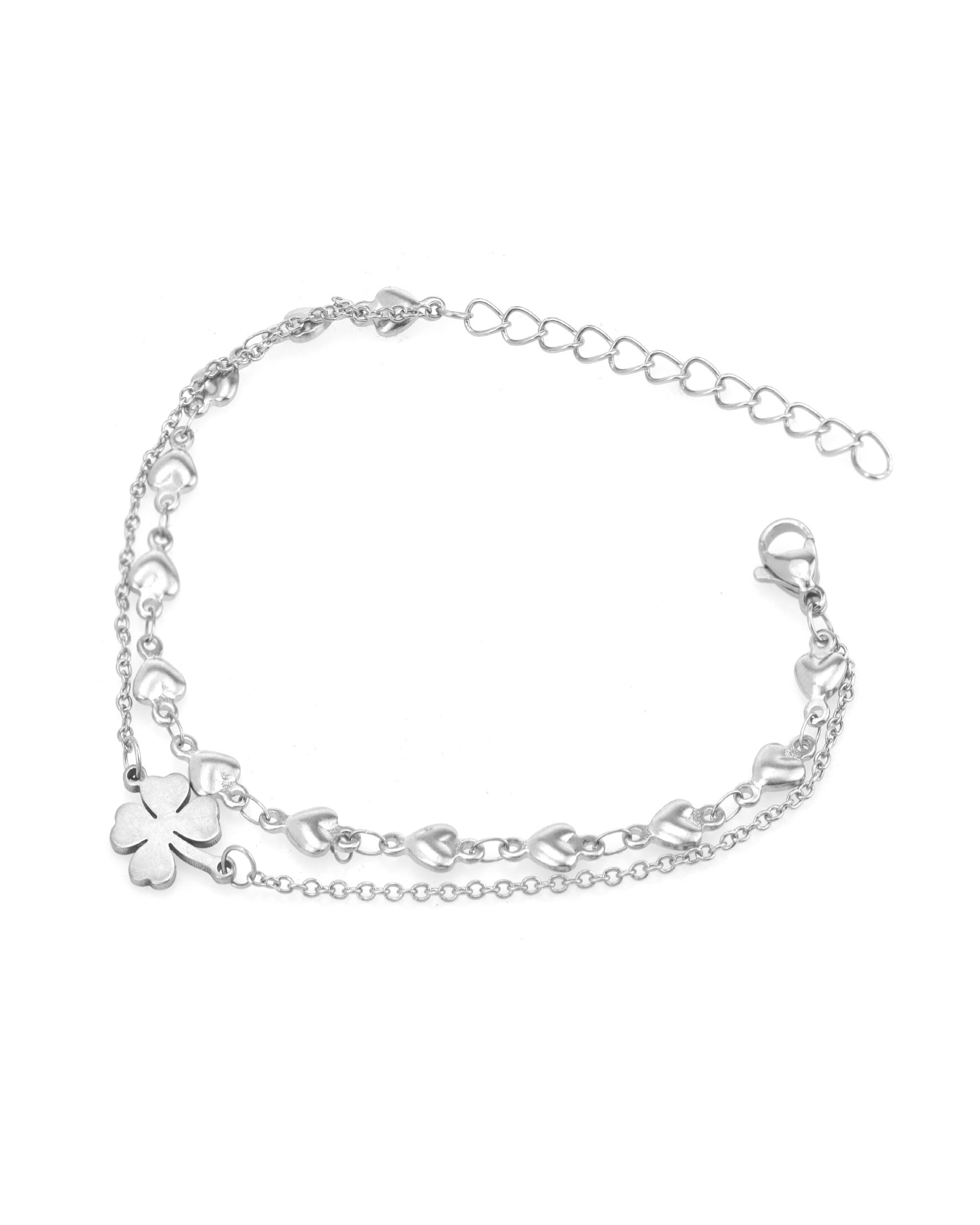 BRACELET EN ACIER MULTI COEURS ET TREFLE