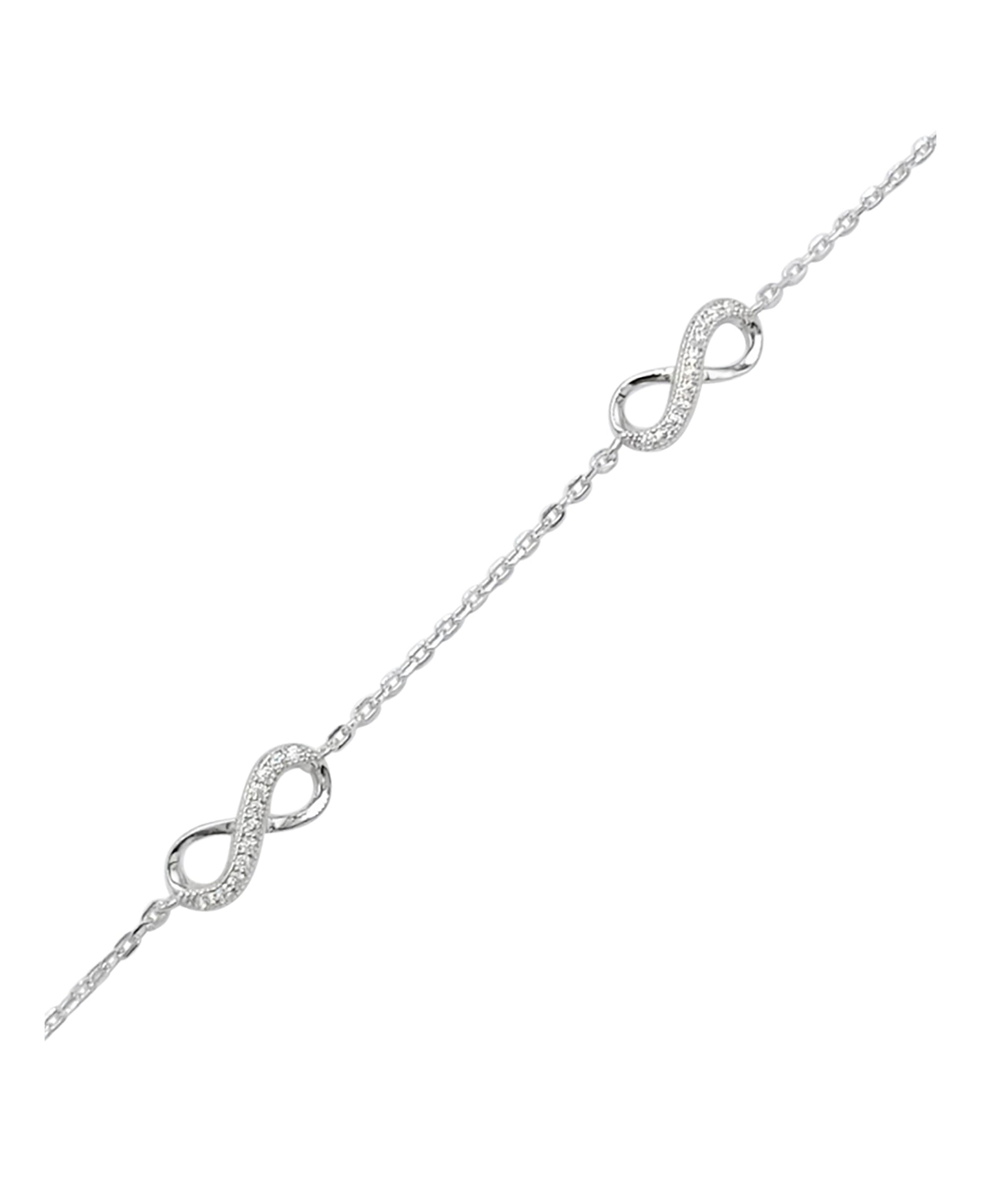 Bracelet en argent massif rhodié motif infini serti de pierres 