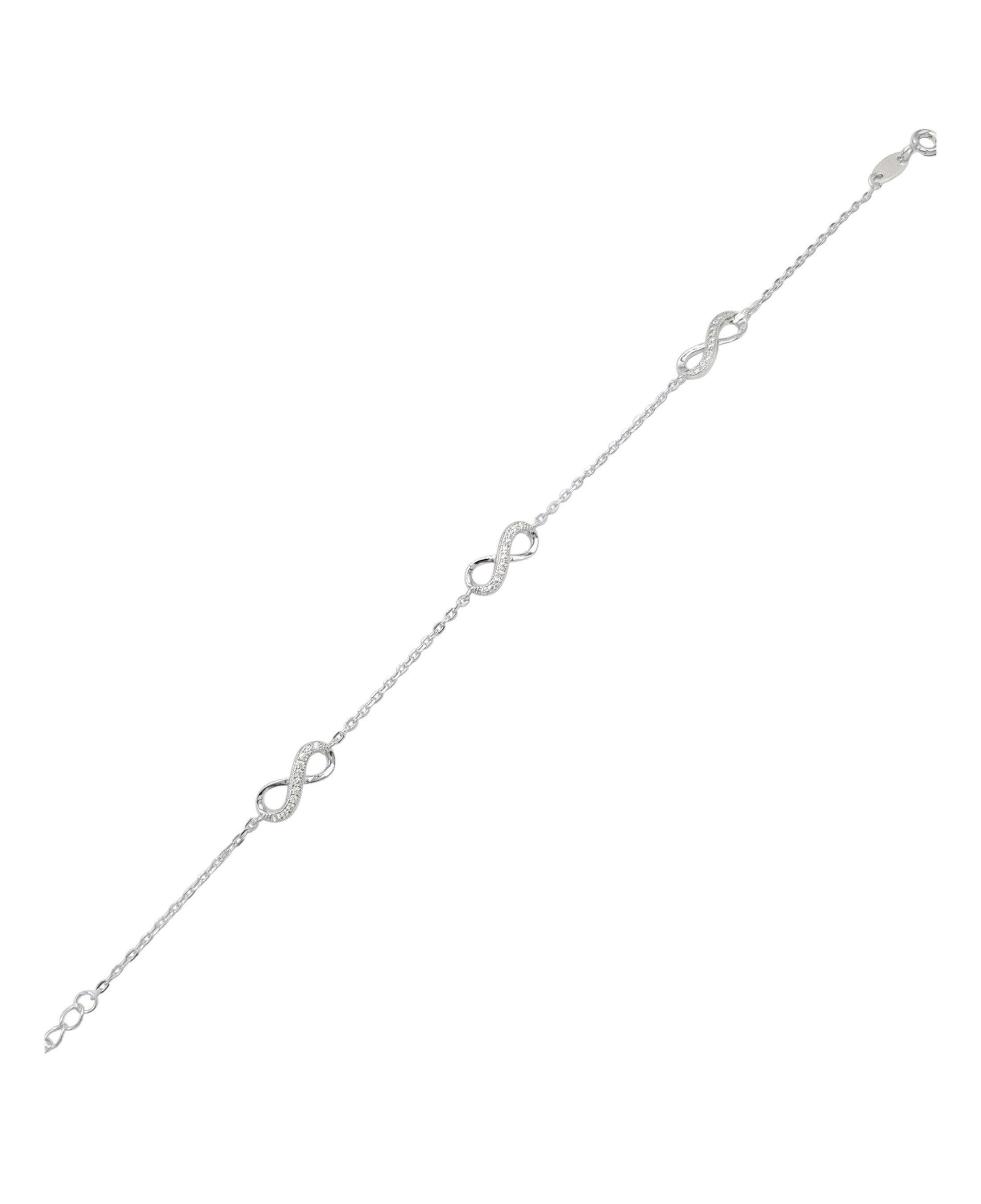 Bracelet en argent massif rhodié motif infini serti de pierres 