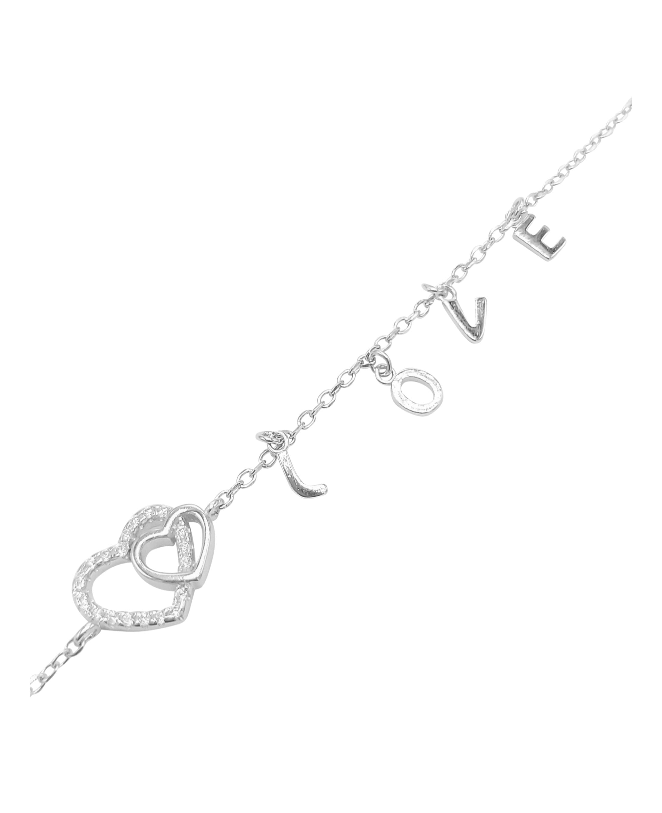 Bracelet pour femme en argent avec double cœur et love