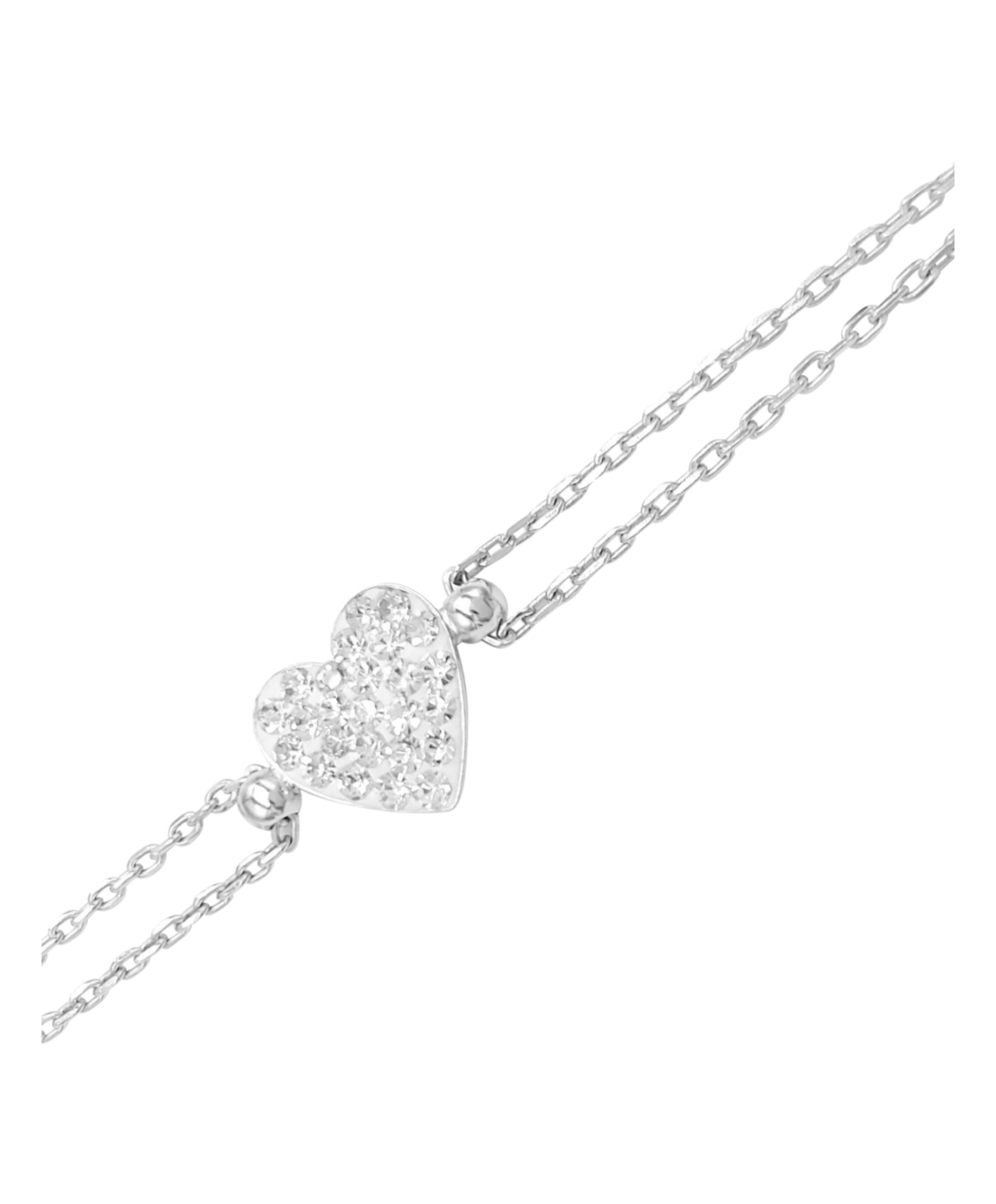 BRACELET EN ARGENT COEUR AVEC STRASS