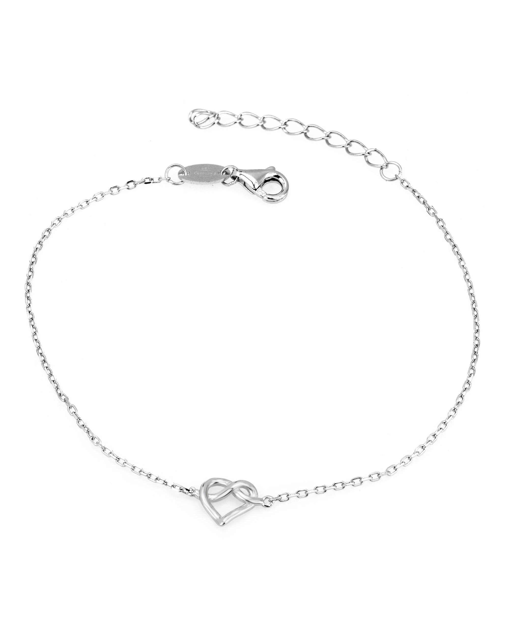 Bracelet en argent rhodié motif petit coeur