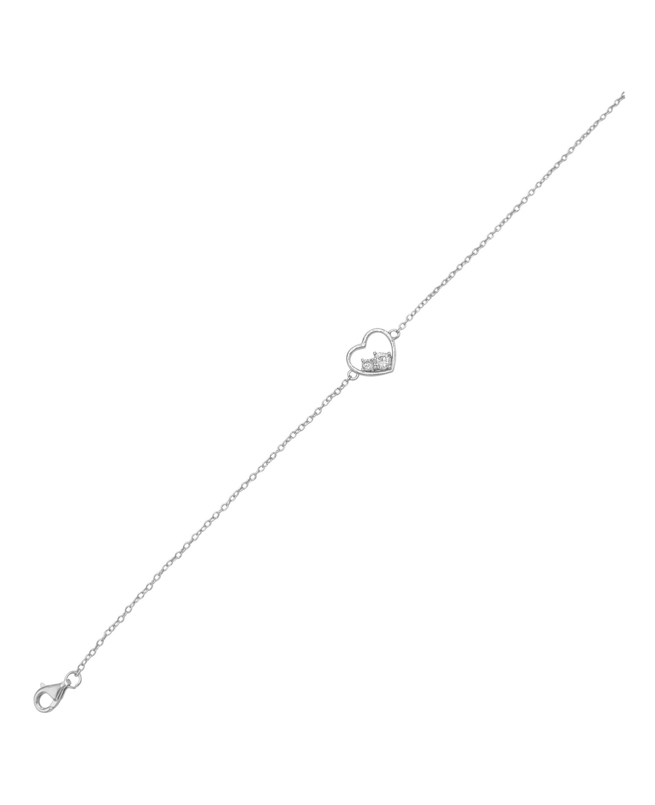 Bracelet en argent massif et avec coeur et 2 pierres