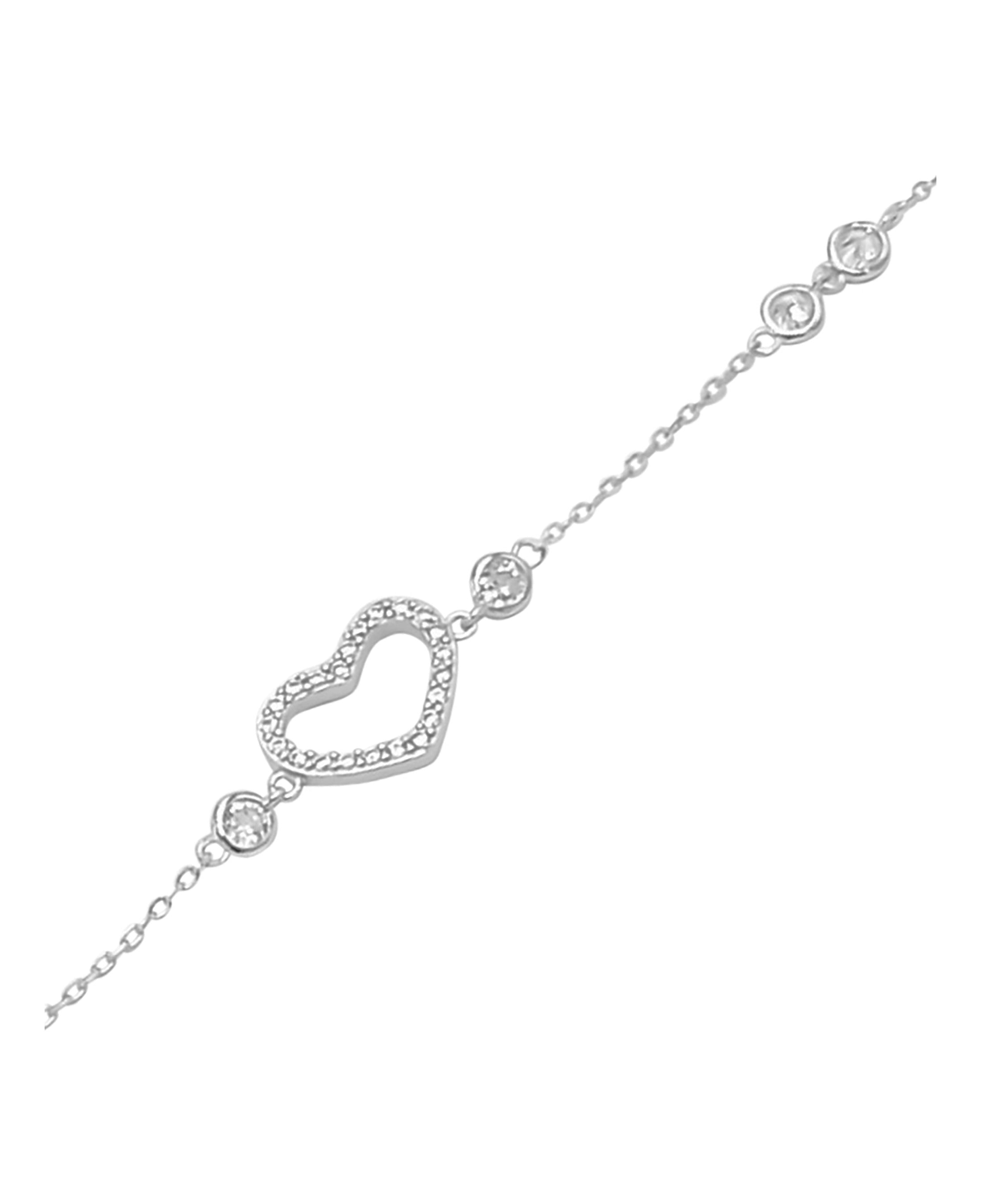 BRACELET EN ARGENT COEUR ET PIERRES