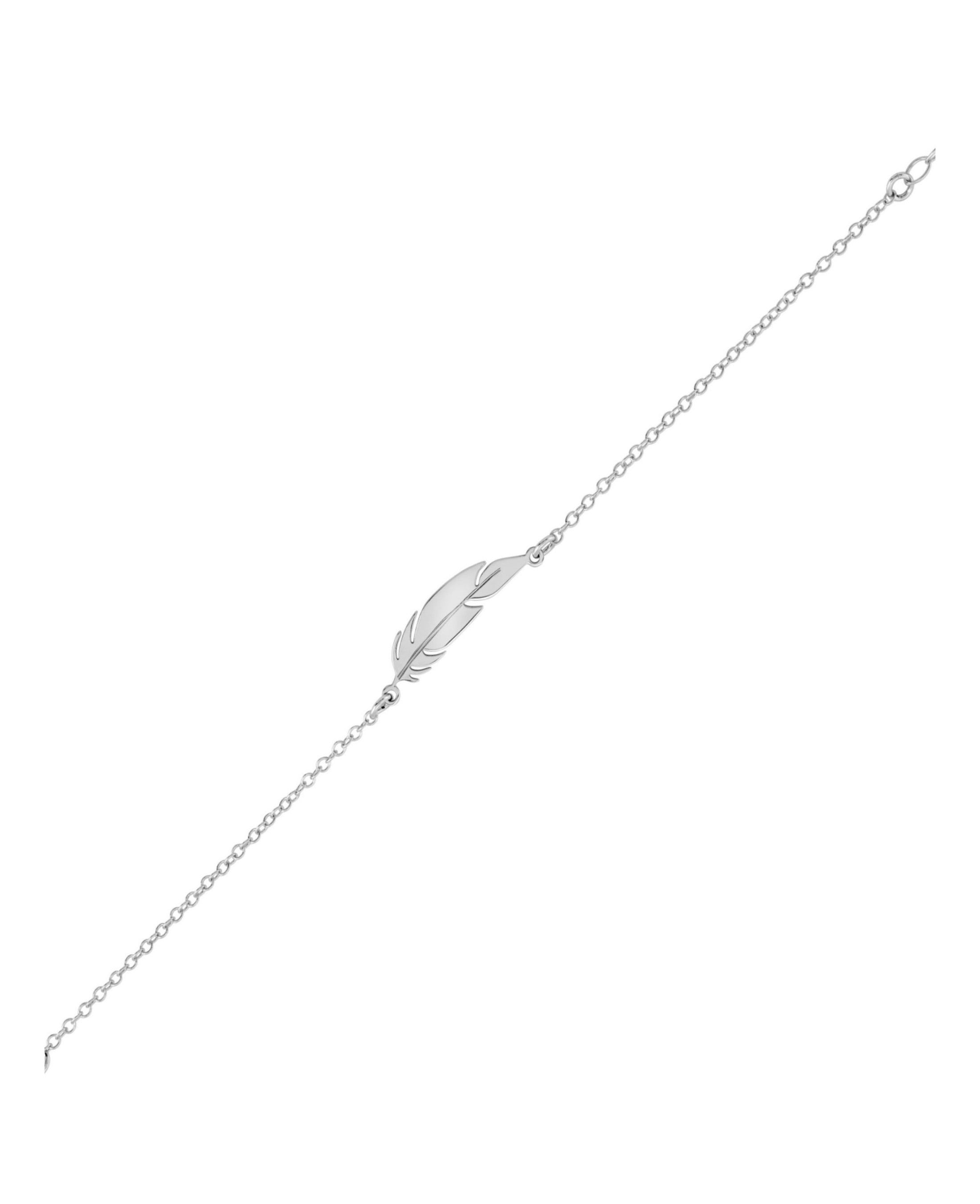 Bracelet en argent massif rhodié motif plume 