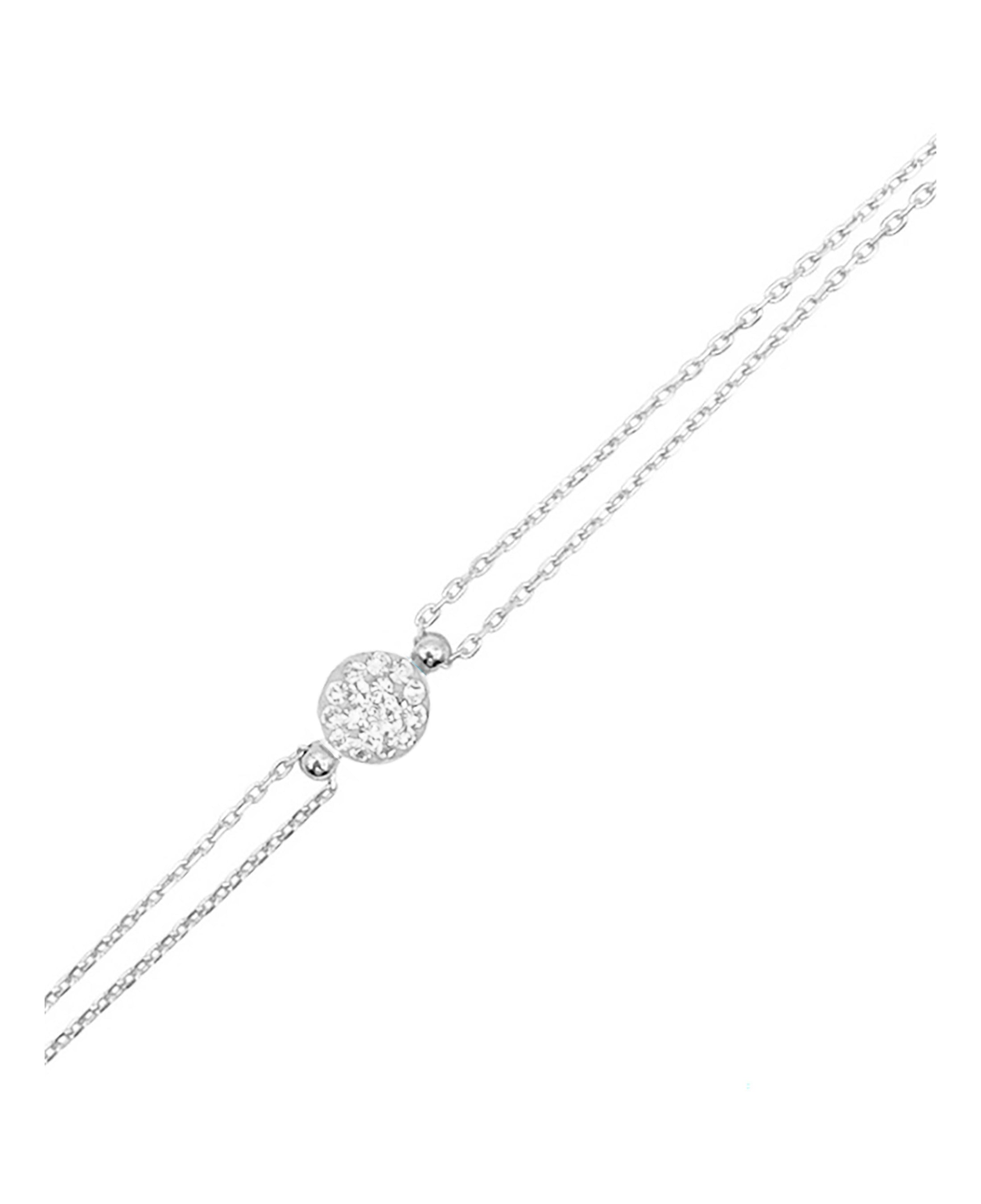 VENIZI | Bracelet en argent massif avec pastille et strass