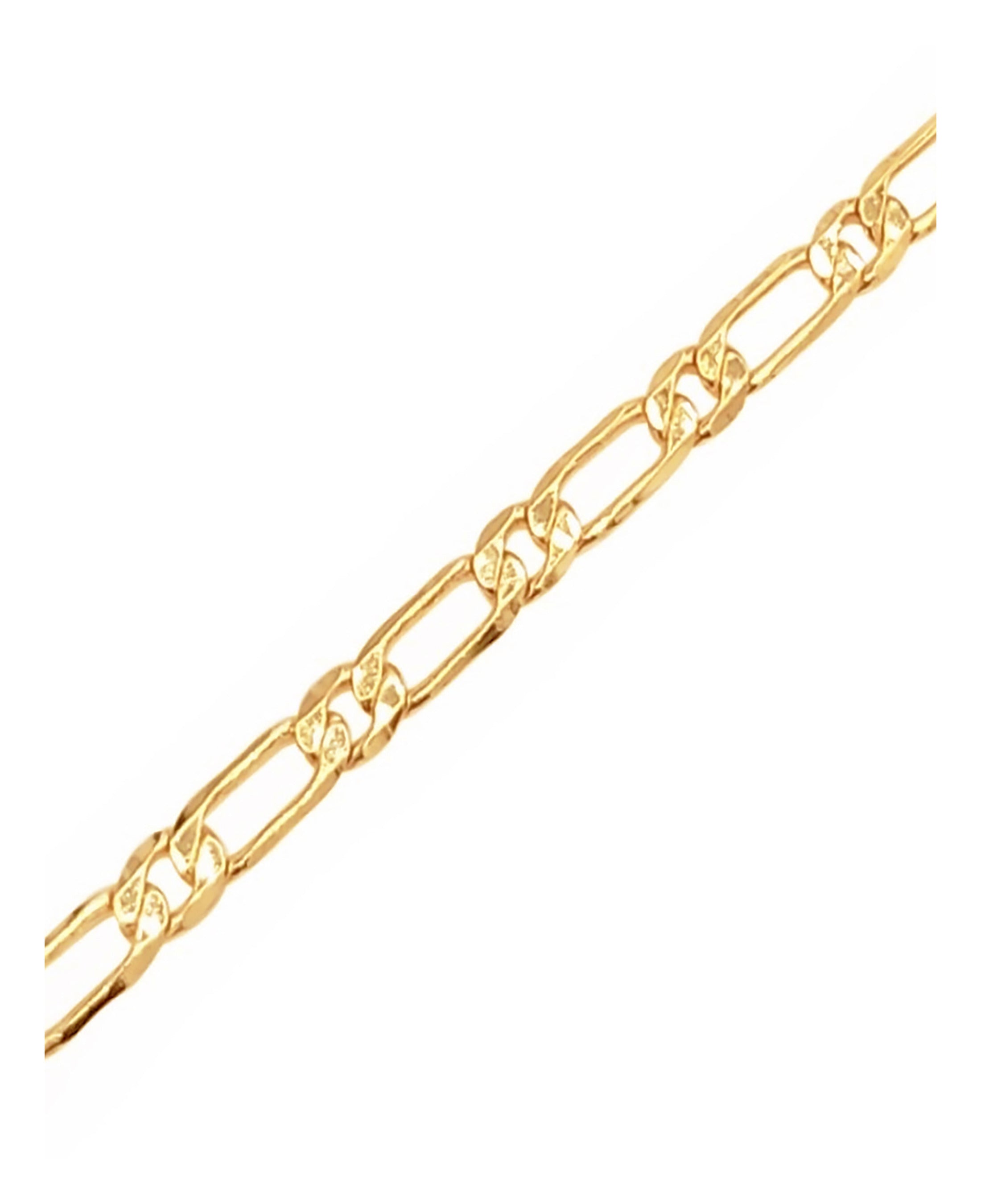 BRACELET EN PLAQUE OR MAILLE FIGARO 7 MM