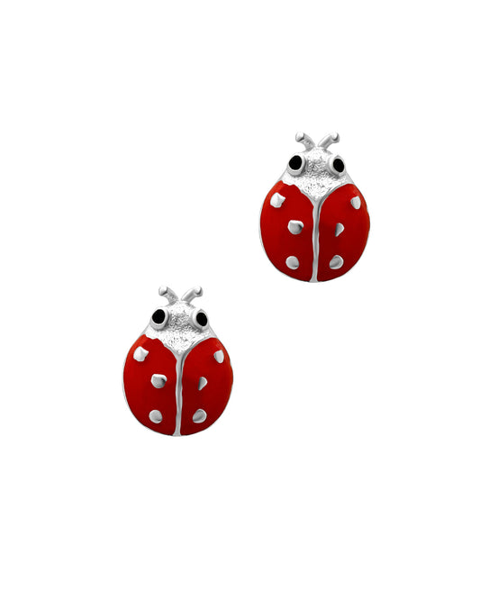 Boucles d'oreilles en argent coccinelle