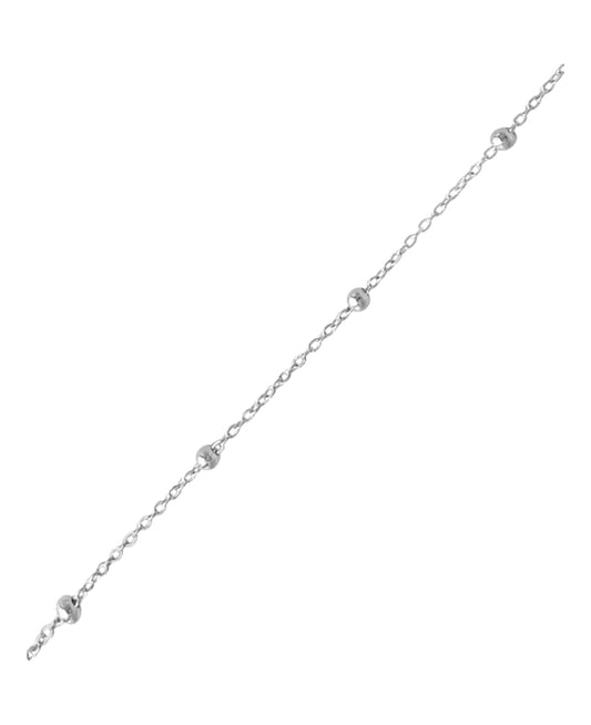 Bracelet de cheville en argent maille forçat multi-billes