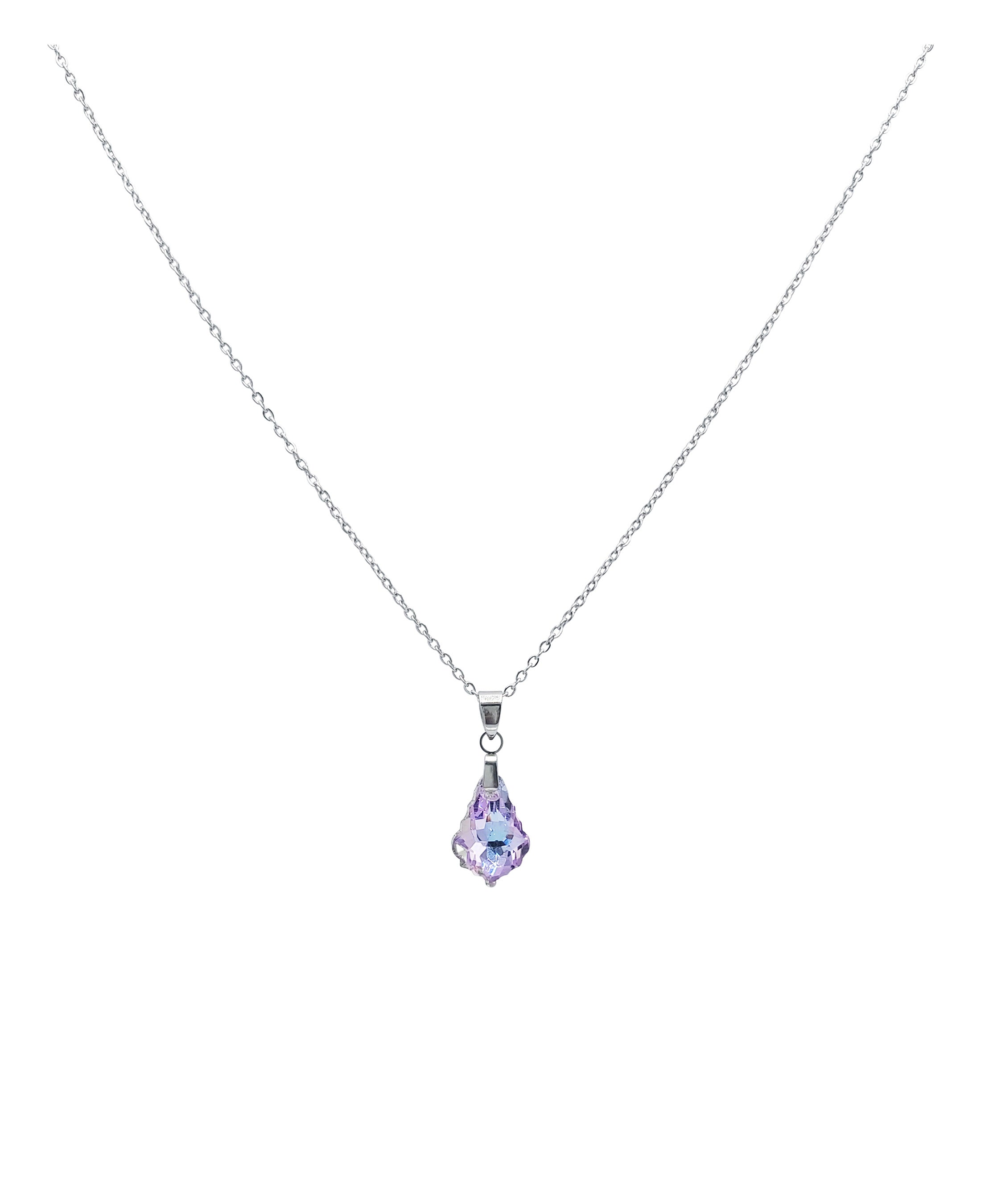 COLLIER EN ACIER AVEC PENDENTIF STRASS GOUTTE