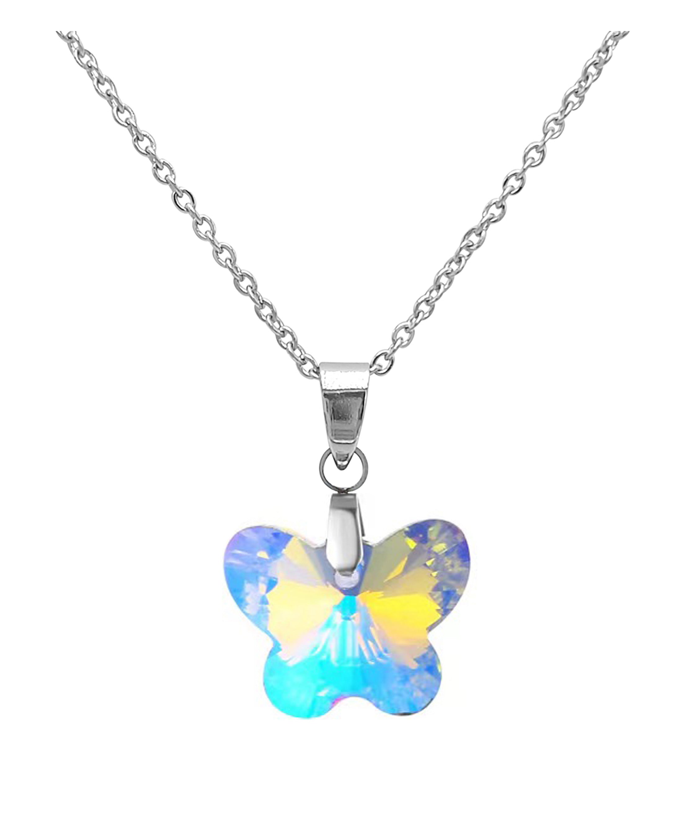 Collier en acier massif pendentif papillon