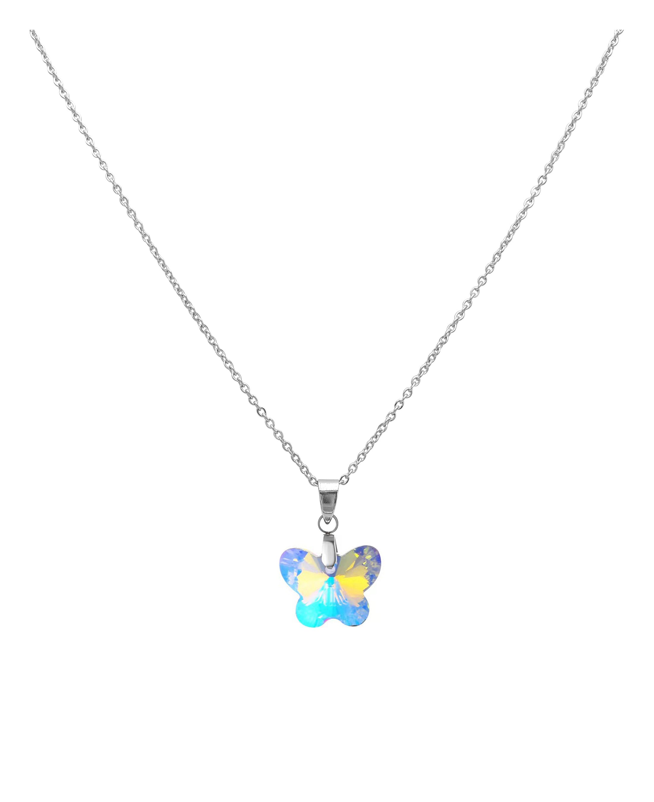 Collier en acier massif pendentif papillon