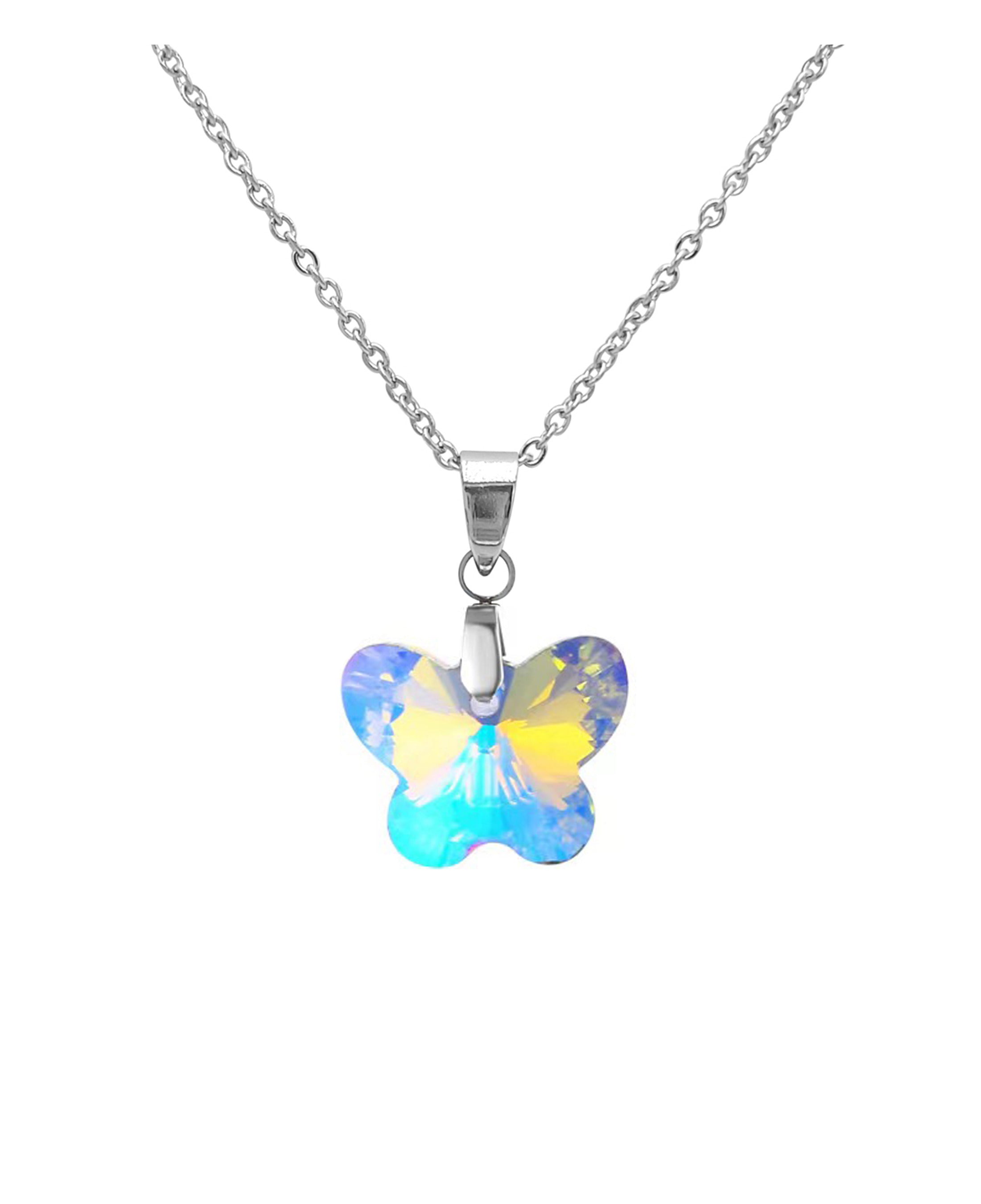 Collier en acier massif pendentif papillon
