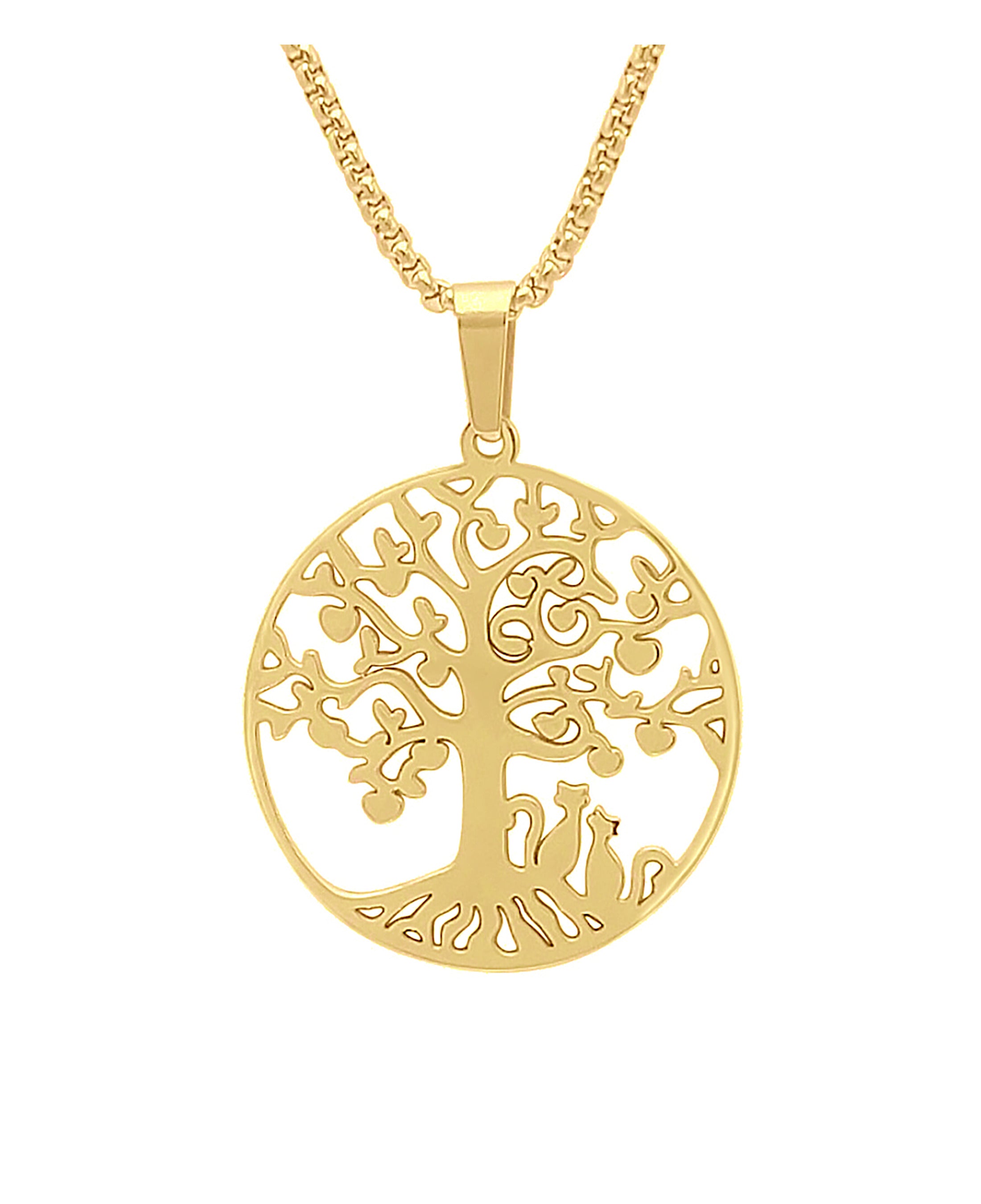 Collier en acier doré pour femme symbole arbre de vie