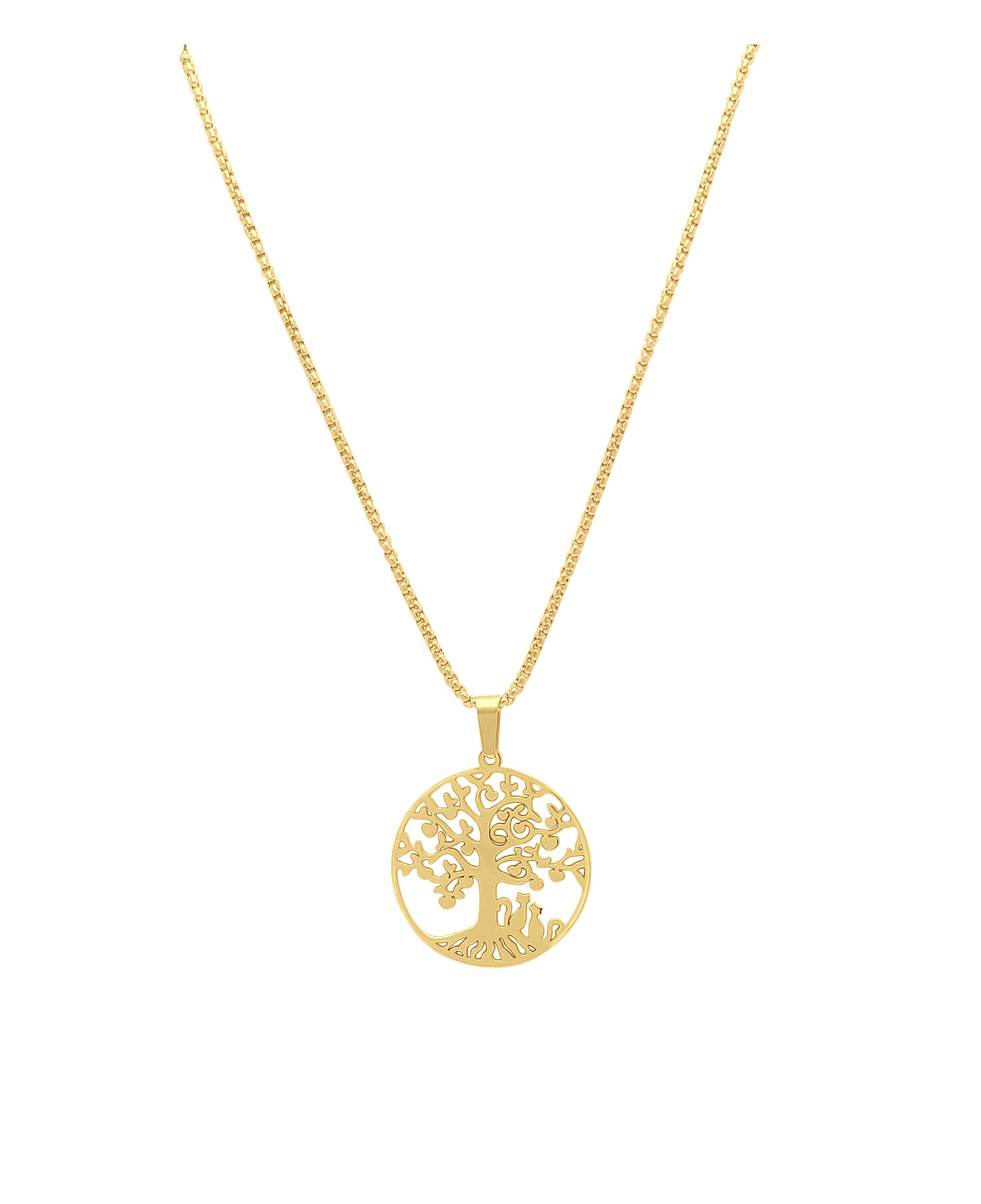 Collier en acier doré pour femme symbole arbre de vie