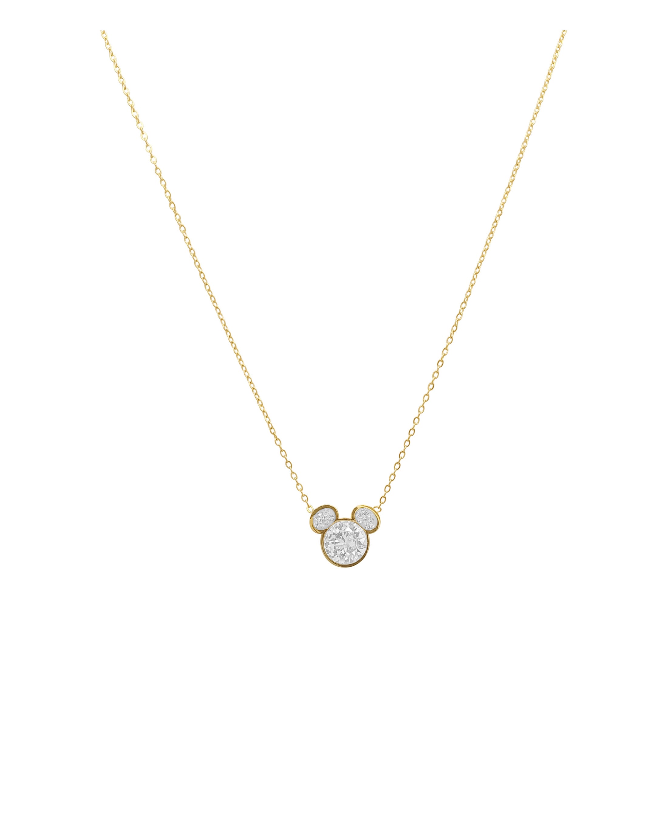 COLLIER EN ACIER DORE MICKEY MOUSE AVEC STRASS
