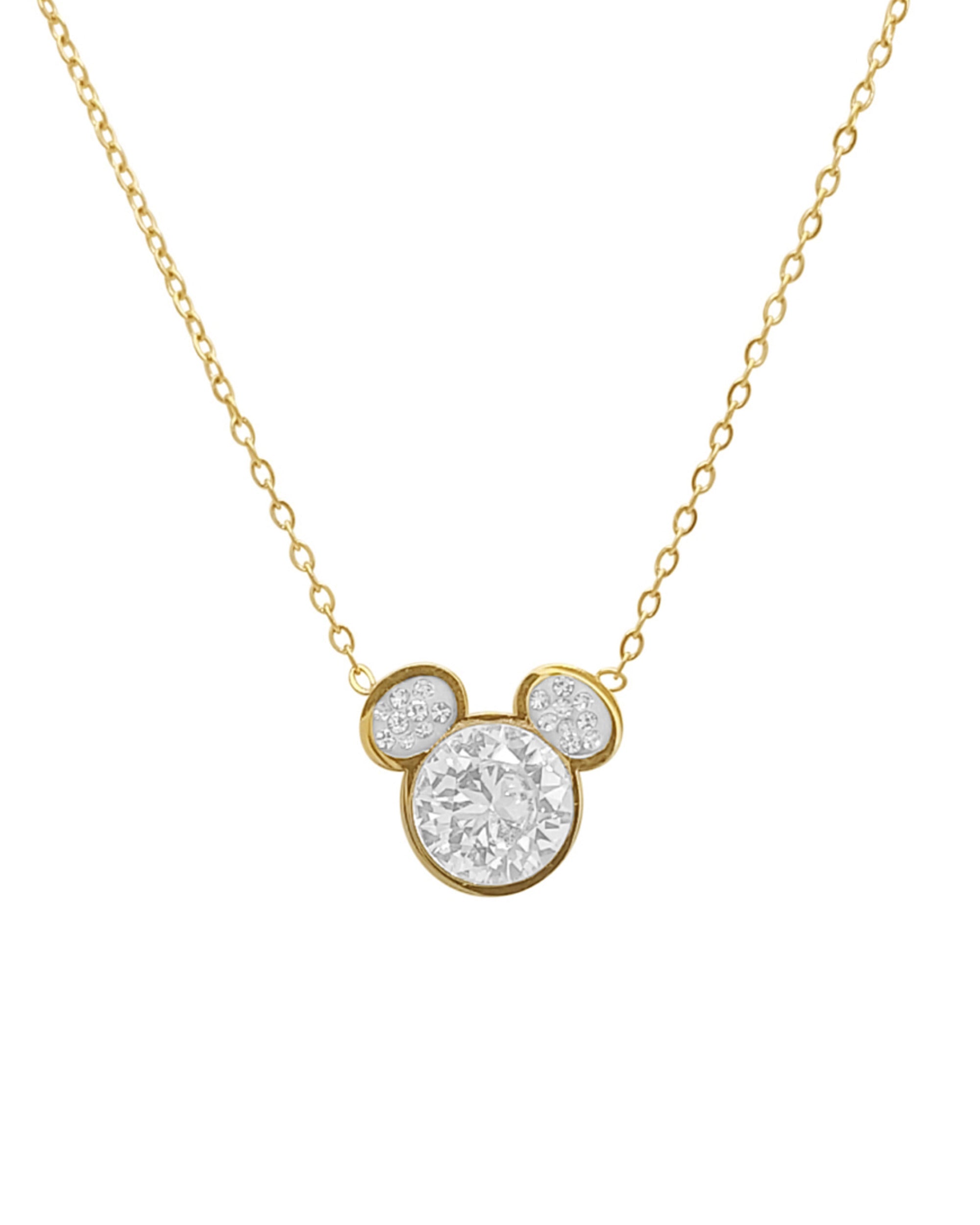 COLLIER EN ACIER DORE MICKEY MOUSE AVEC STRASS