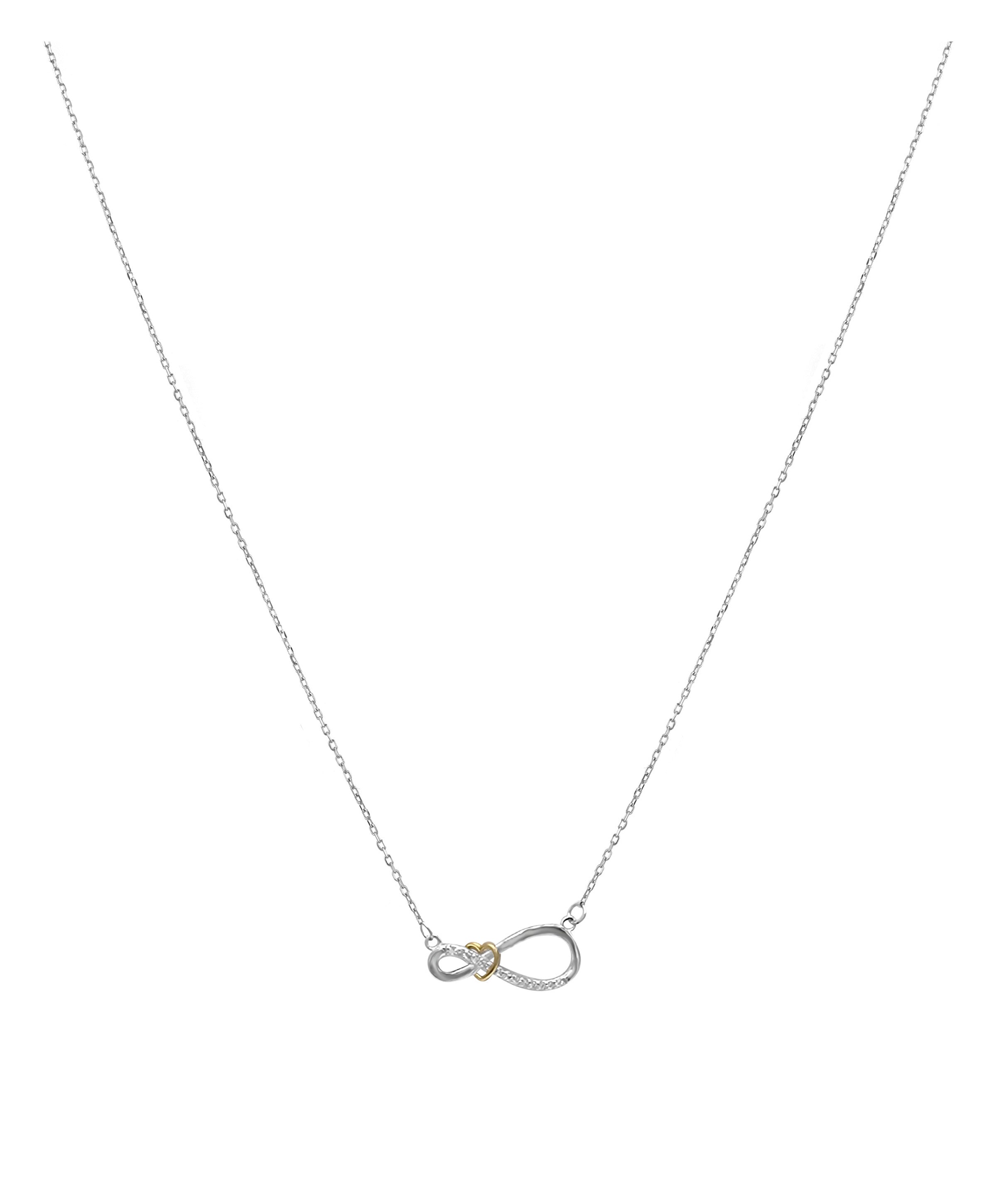 COLLIER EN ARGENT MOTIF INFINI AVEC COEUR DORE