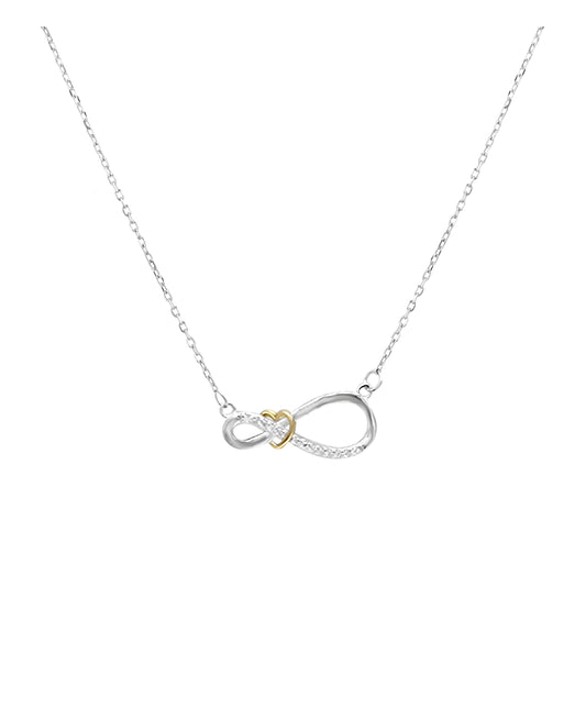 Collier en argent motif infini avec coeur doré