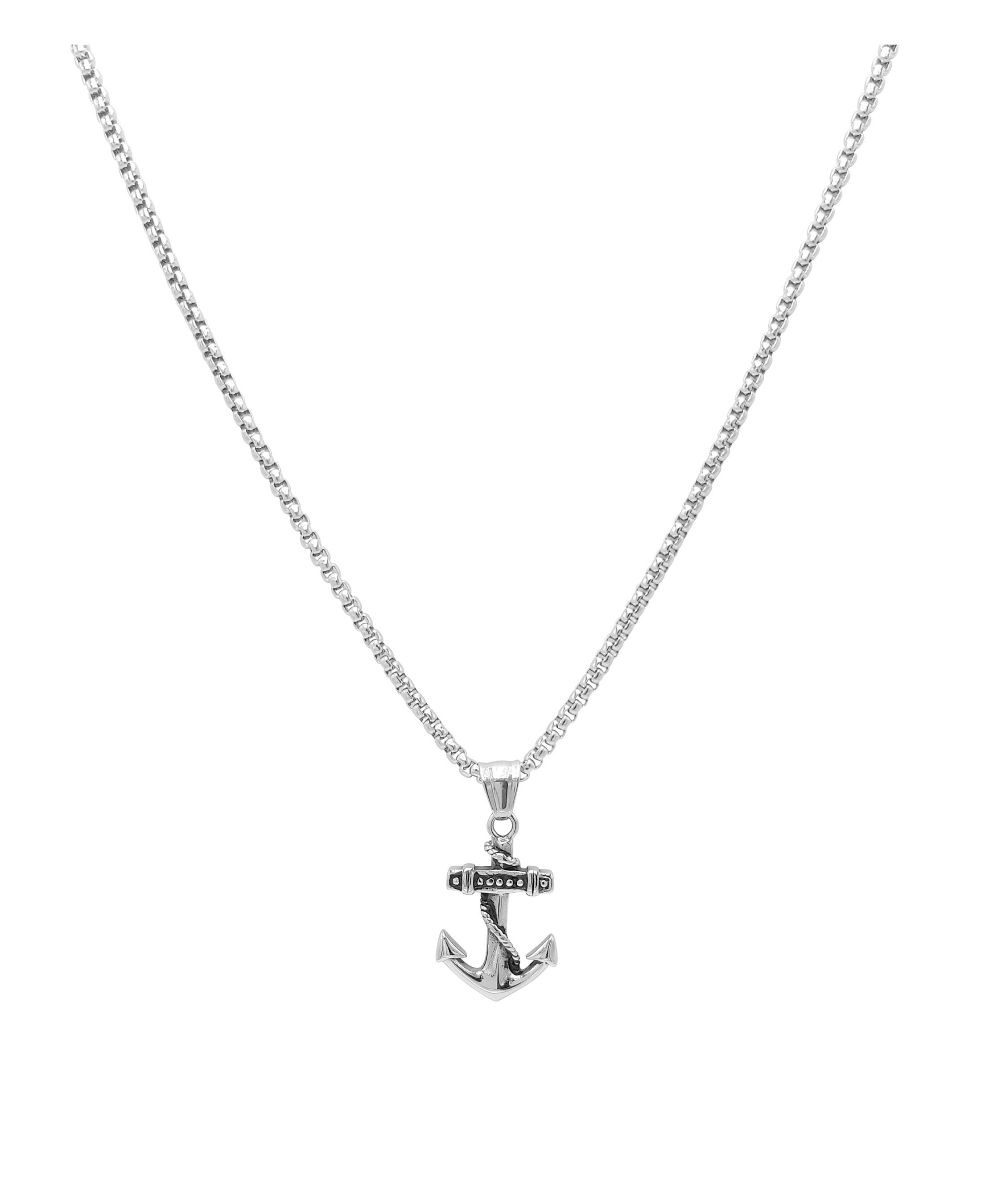 Collier pour homme en acier massif pendentif ancre