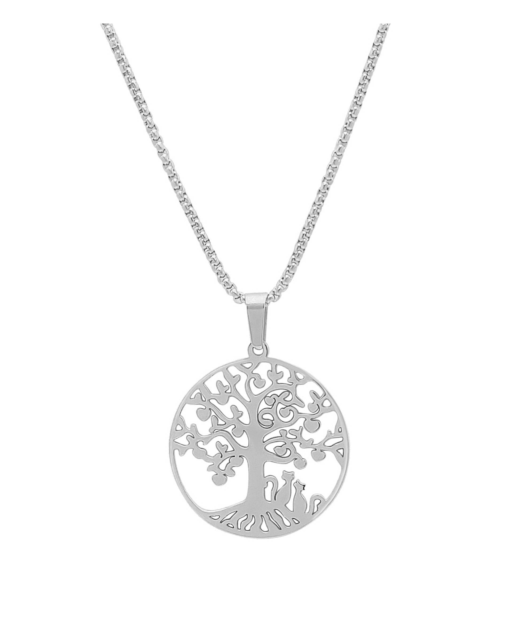 COLLIER EN ACIER PENDENTIF ARBRE DE VIE