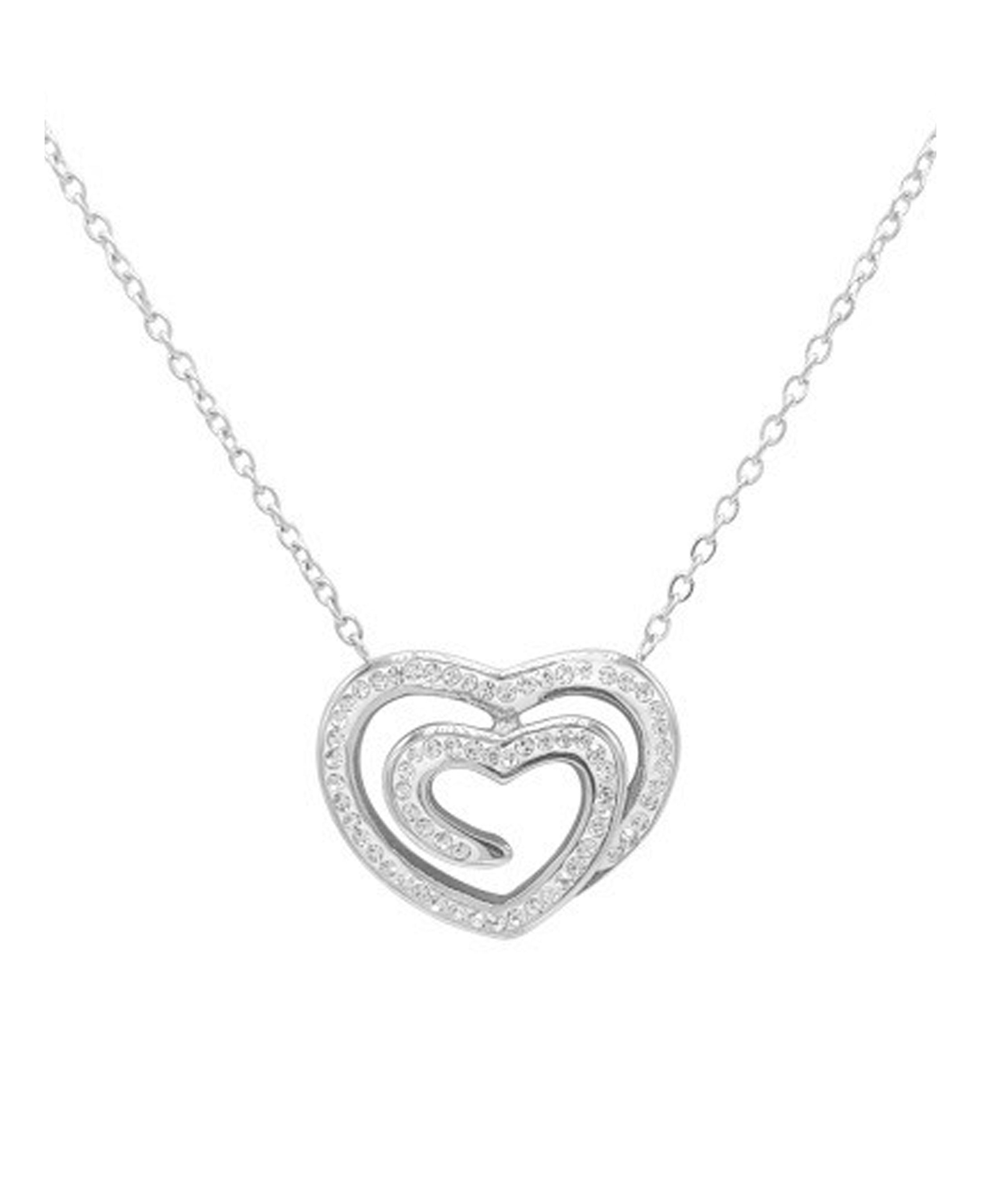 COLLIER EN ACIER PENDENTIF COEUR AVEC STRASS