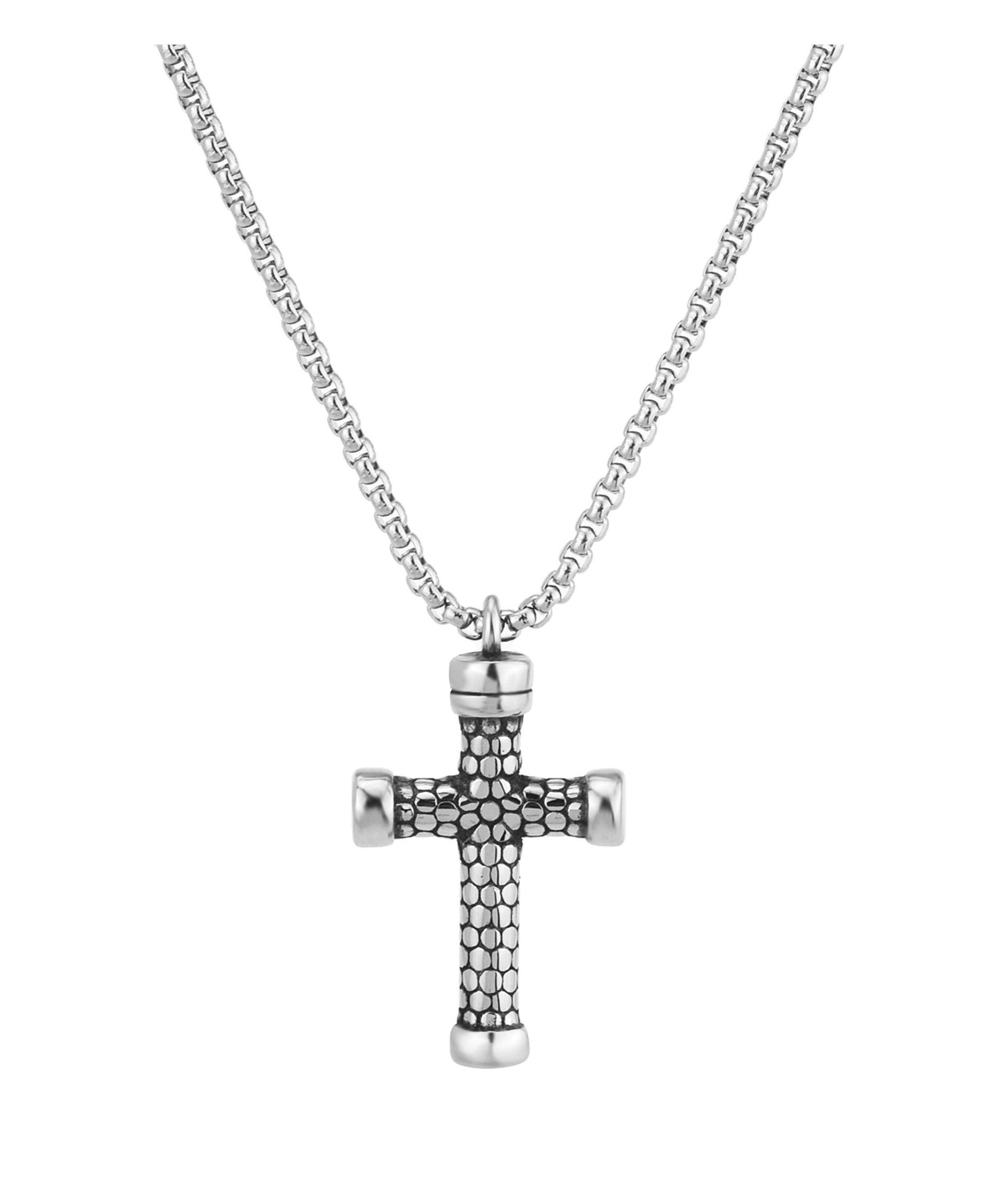 COLLIER EN ACIER PENDENTIF CROIX