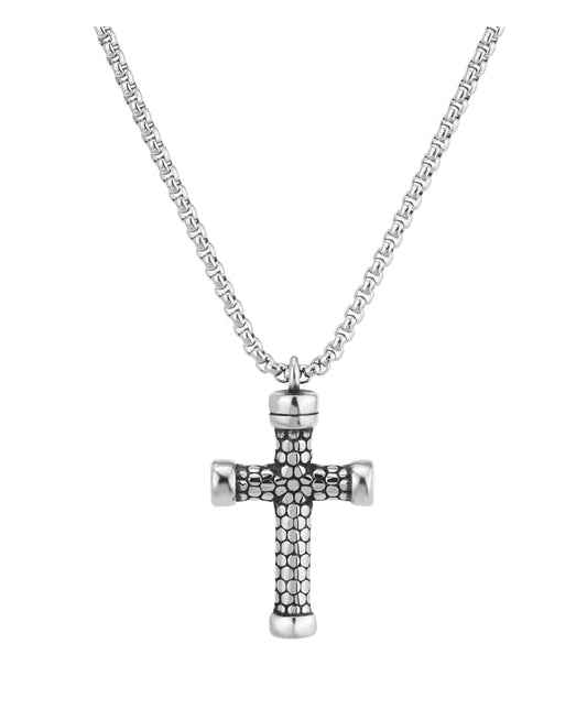 Steel necklace cross pendant
