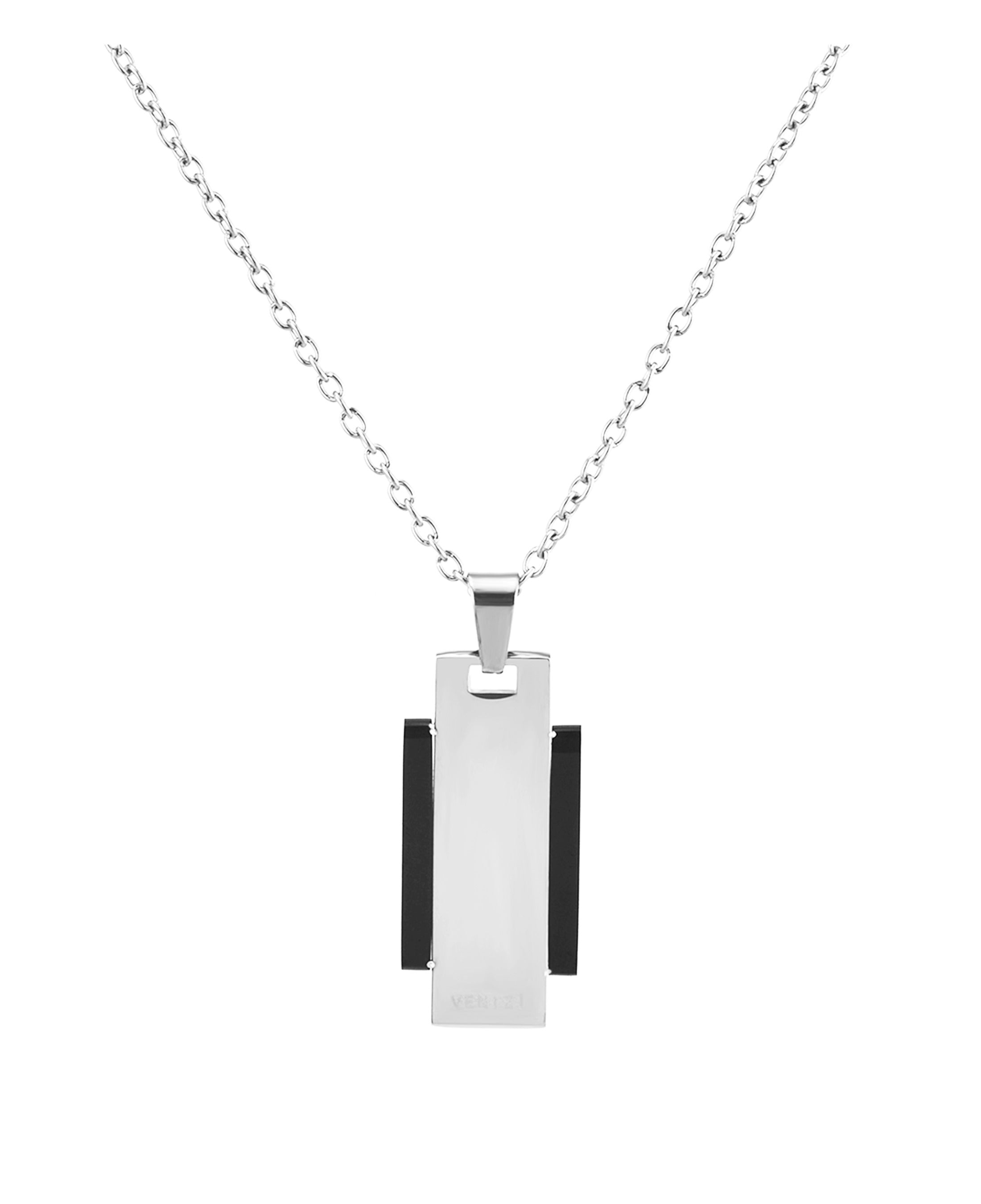 COLLIER EN ACIER PENDENTIF RECTANGLE