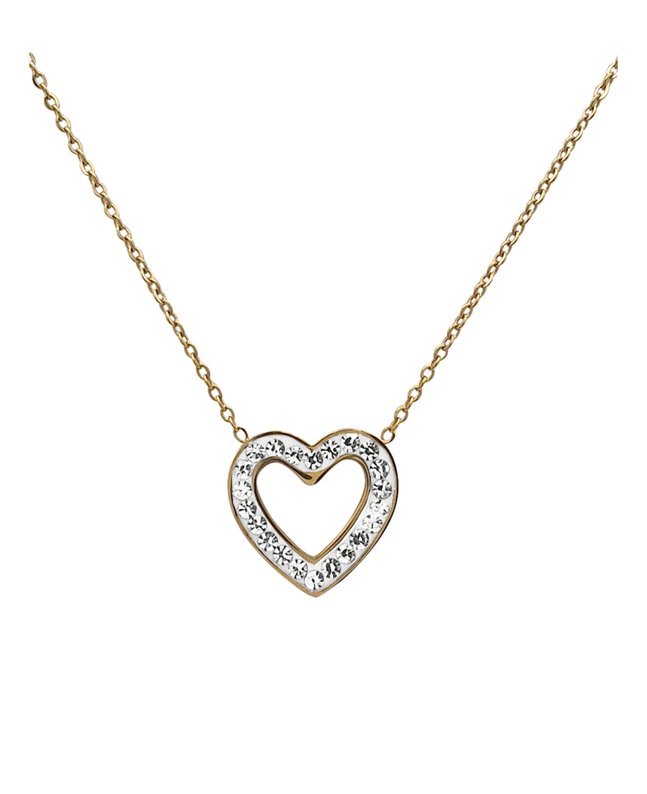 COLLIER EN ACIRE DORE MOTIF COEUR AVEC STRASS